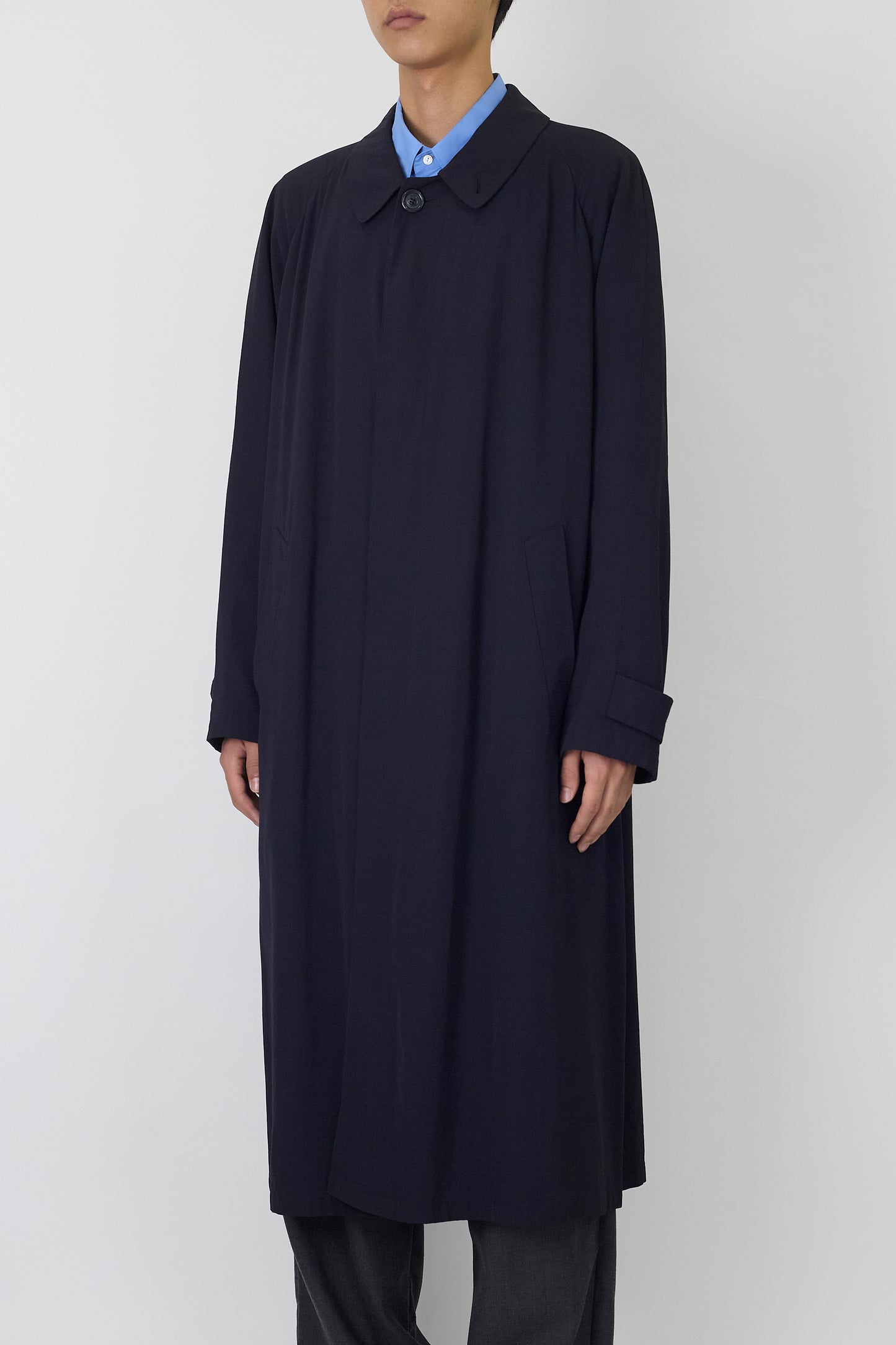 EMPORIO ARMANI NAVY WOOL LONG COAT MADE IN ITALY