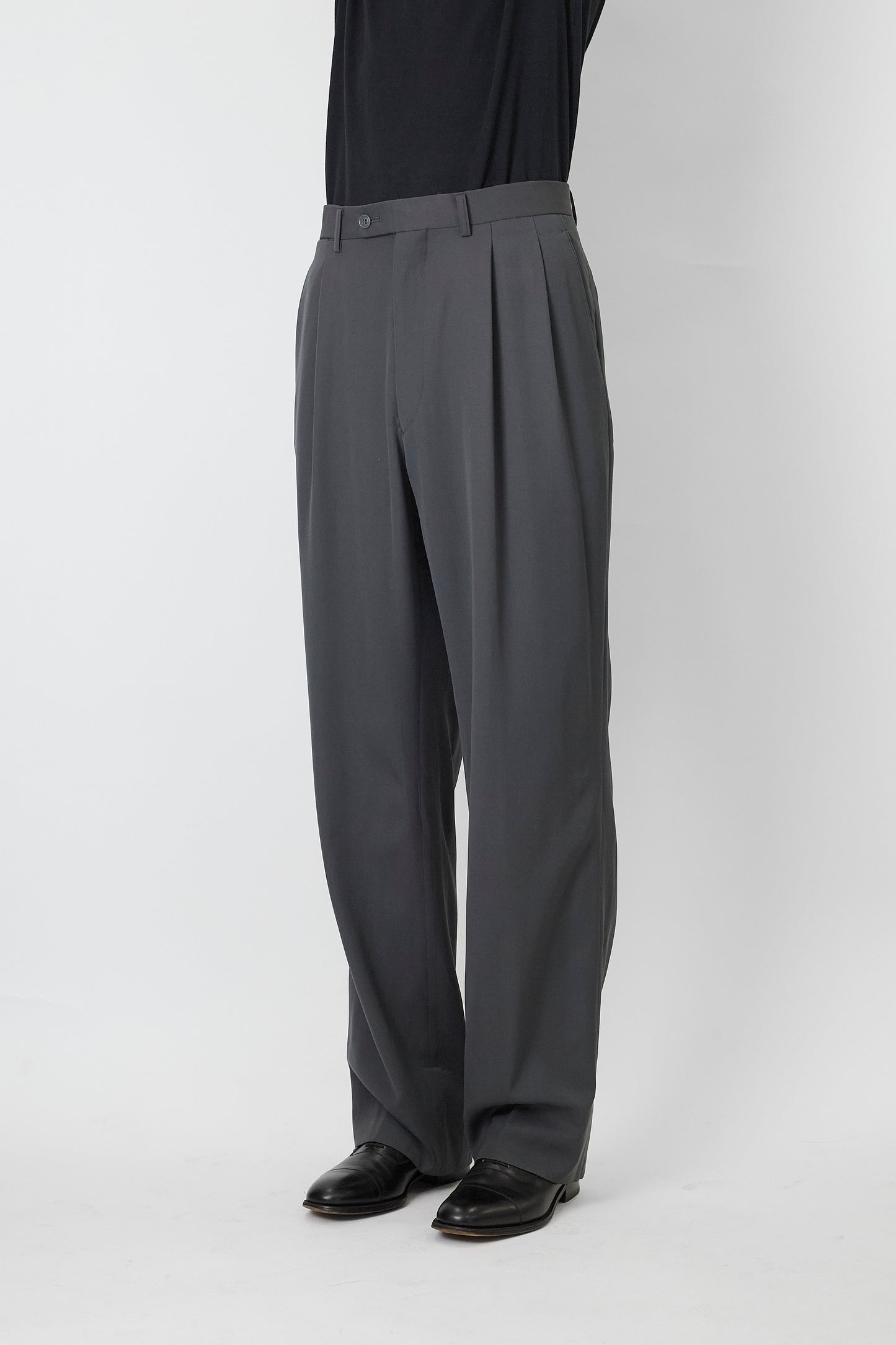 CHRISTIAN DIOR GRAY WOOL WIDE PANTS