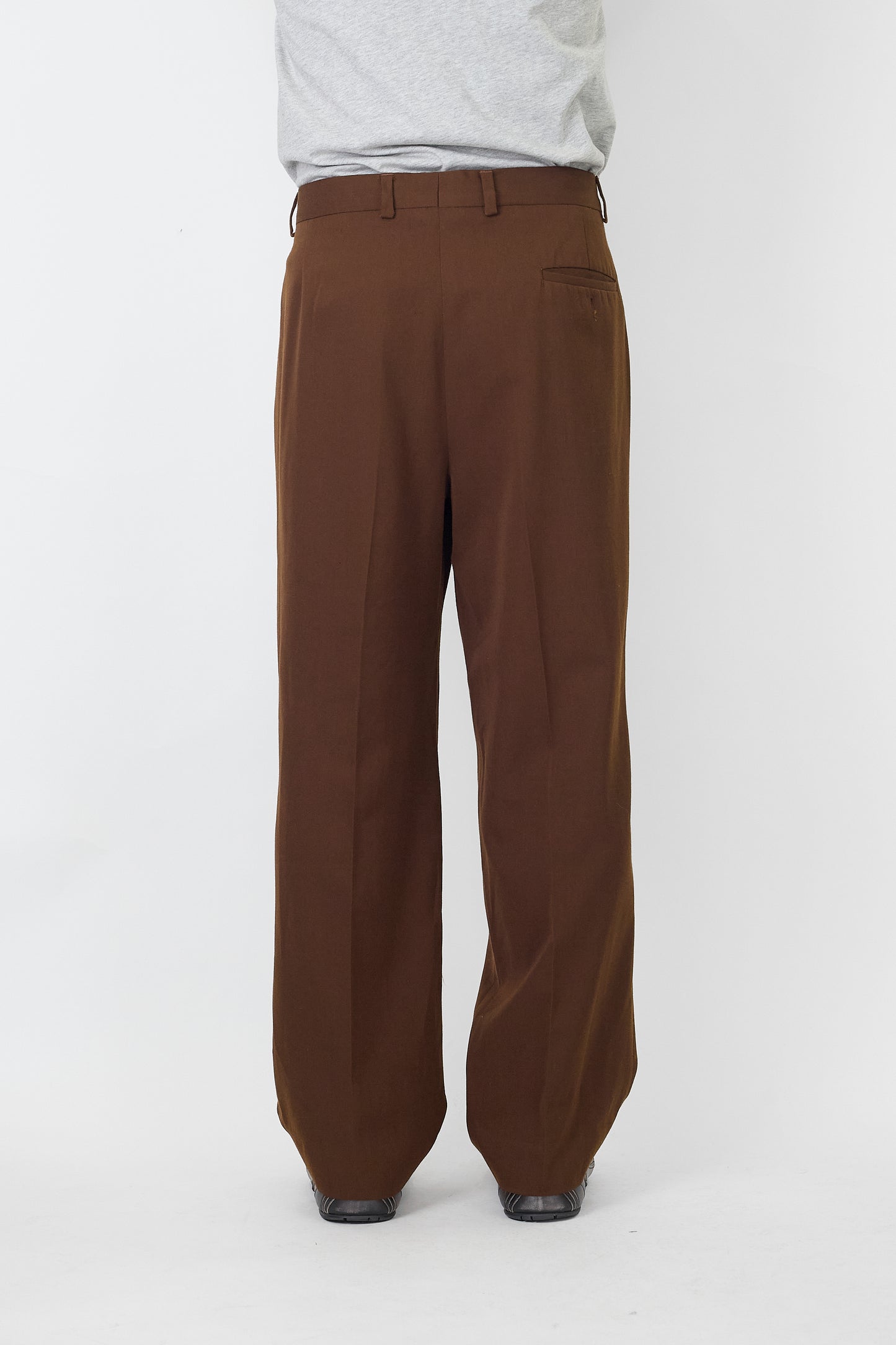 PIERRE CARDIN BROWN WOOL WIDE PANTS MADE IN FRANCE