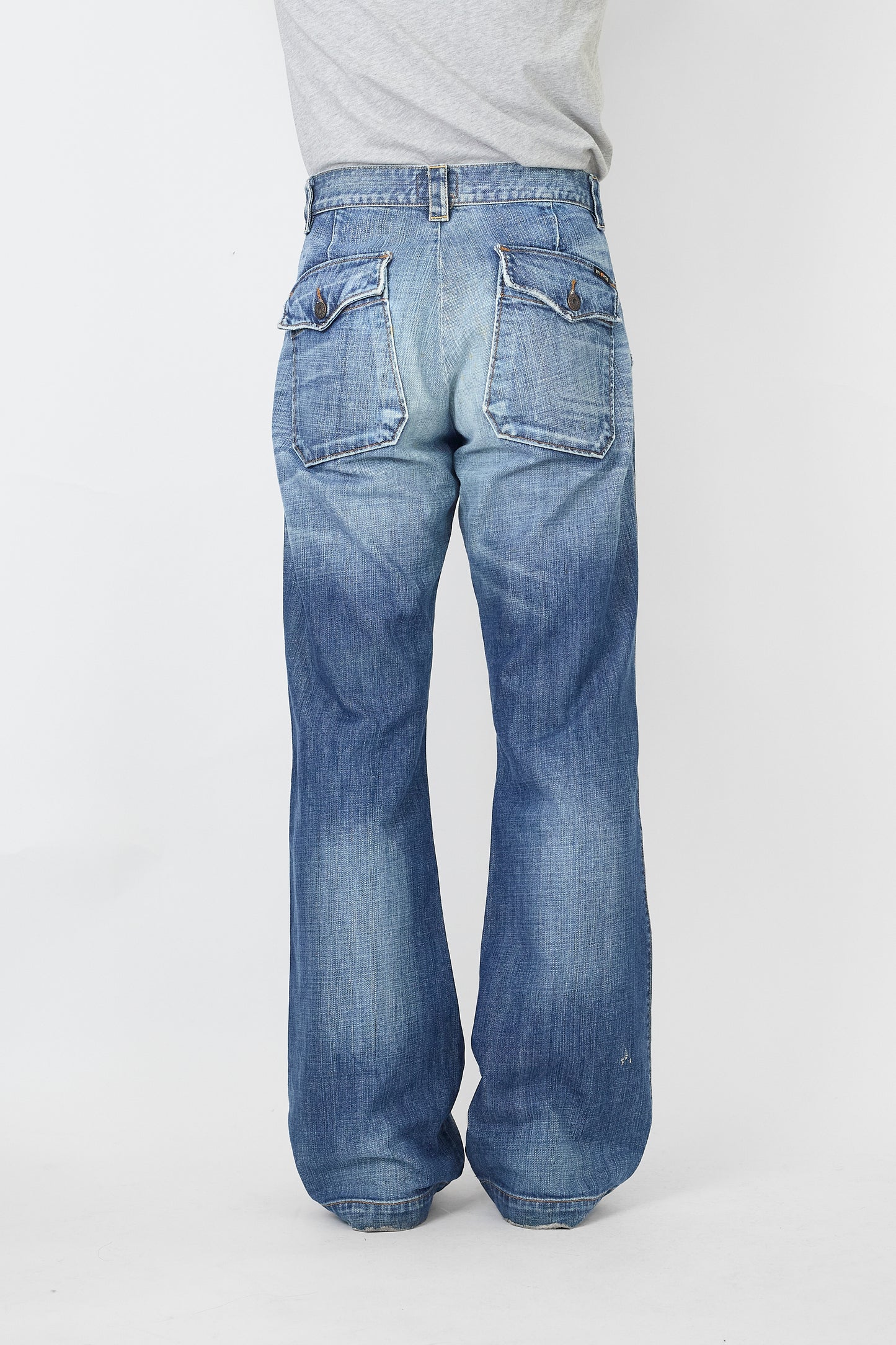 VINTAGE BLUE DENIM WIDE PANTS MADE IN ITALY