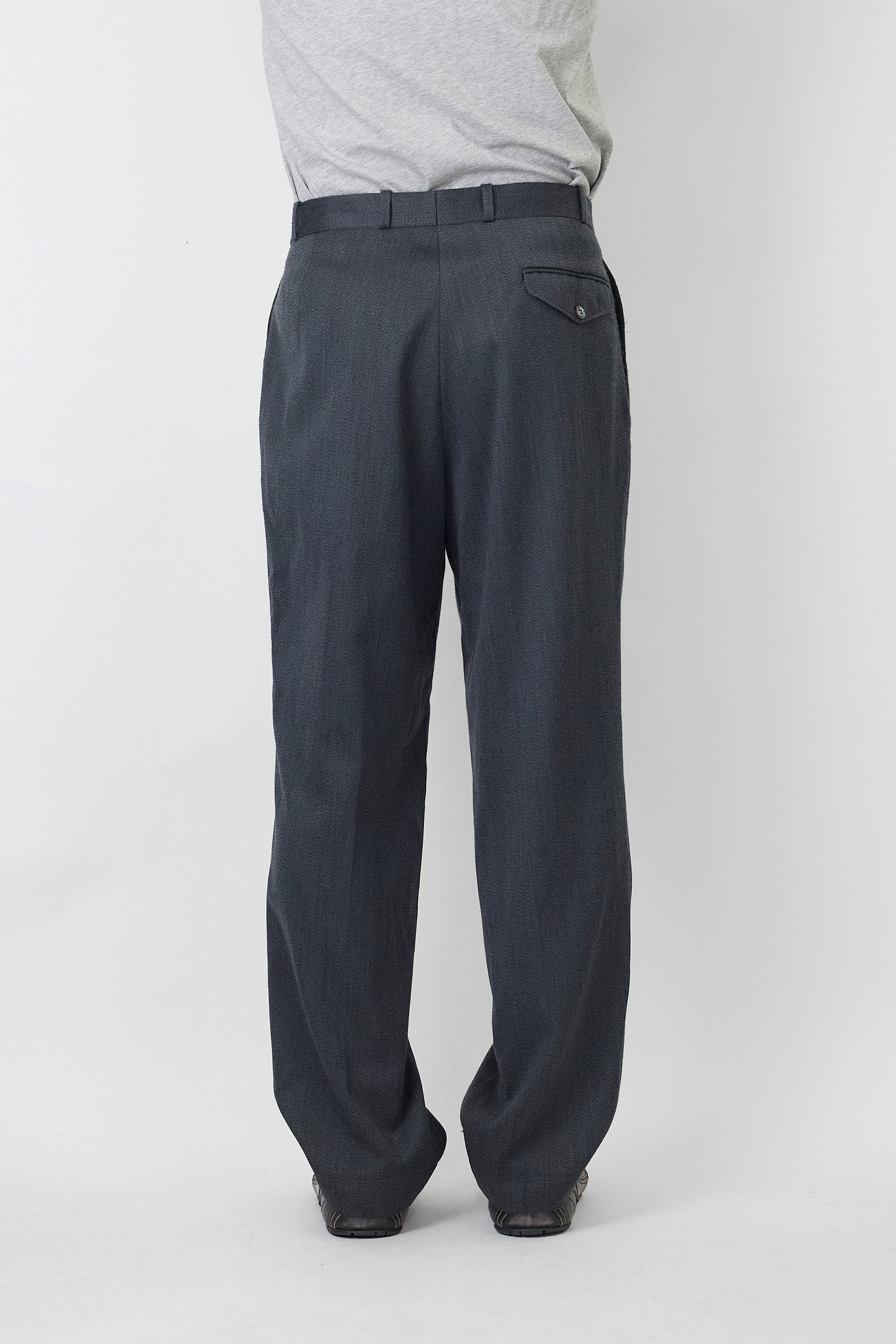 VINTAGE GRAY WOOL WIDE PANTS MADE IN FRANCE