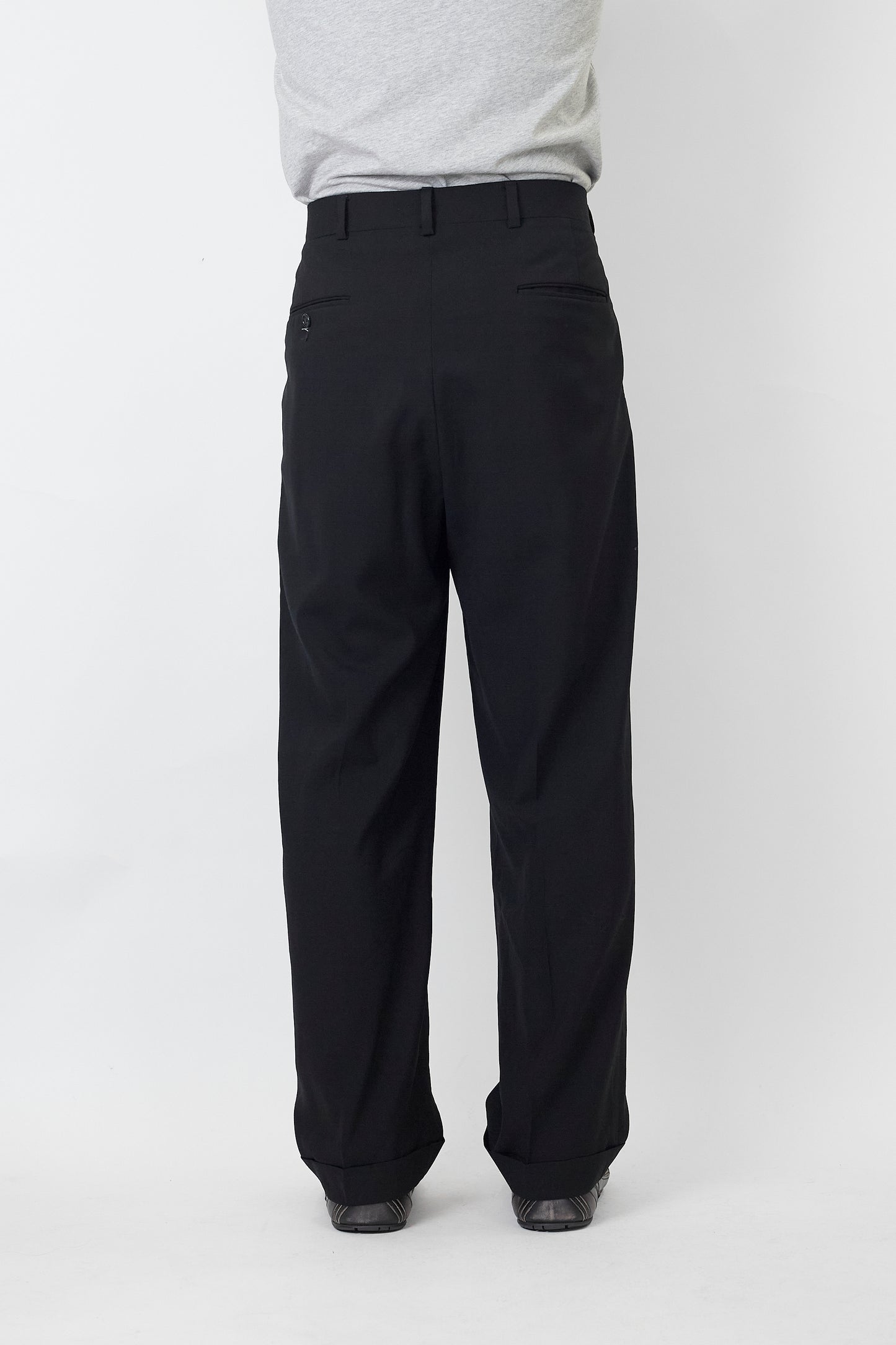 HART SCHAFFNER MARX BLACK WOOL WIDE PANTS