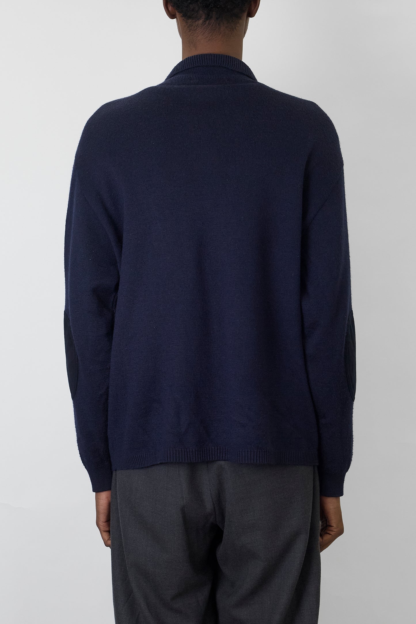 VINTAGE DESIGNED NAVY WOOL KNIT JACKET MADE IN SPAIN