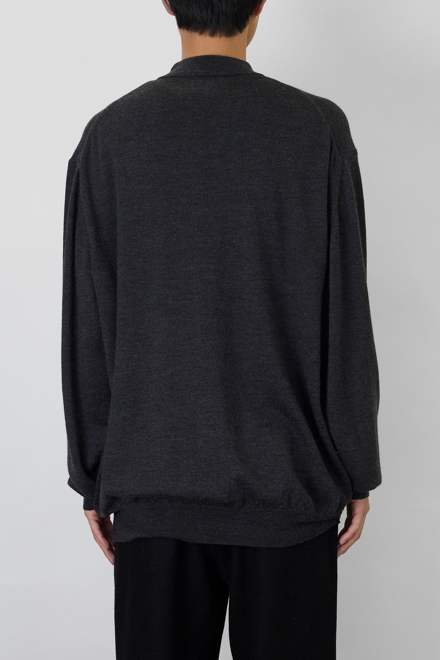 LINEA UOMO GRAY COTTON MOCK NECK KNIT MADE IN ITALY