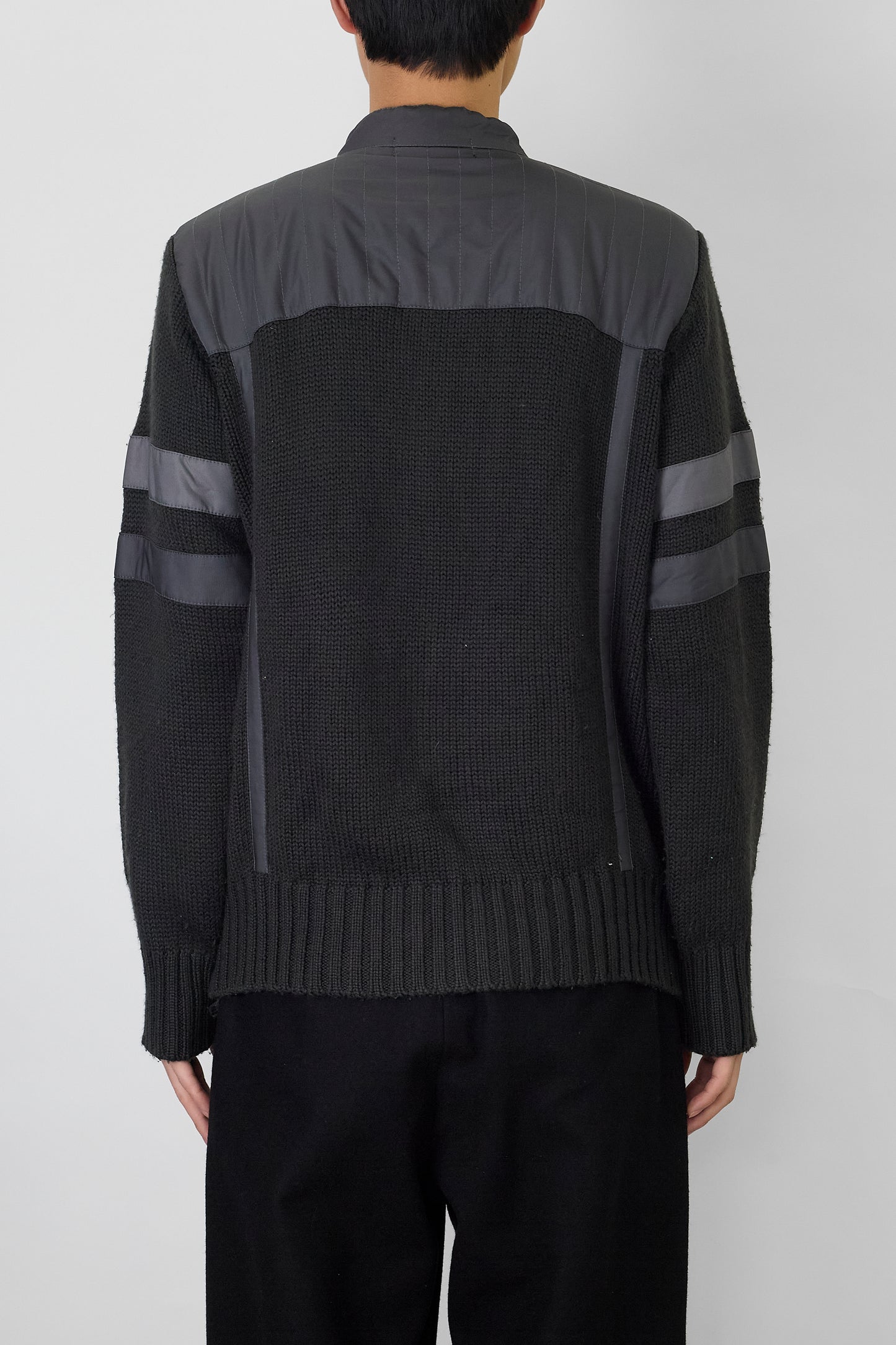 VINTAGE DESIGNED GRAY WOOL ZIP UP KNIT