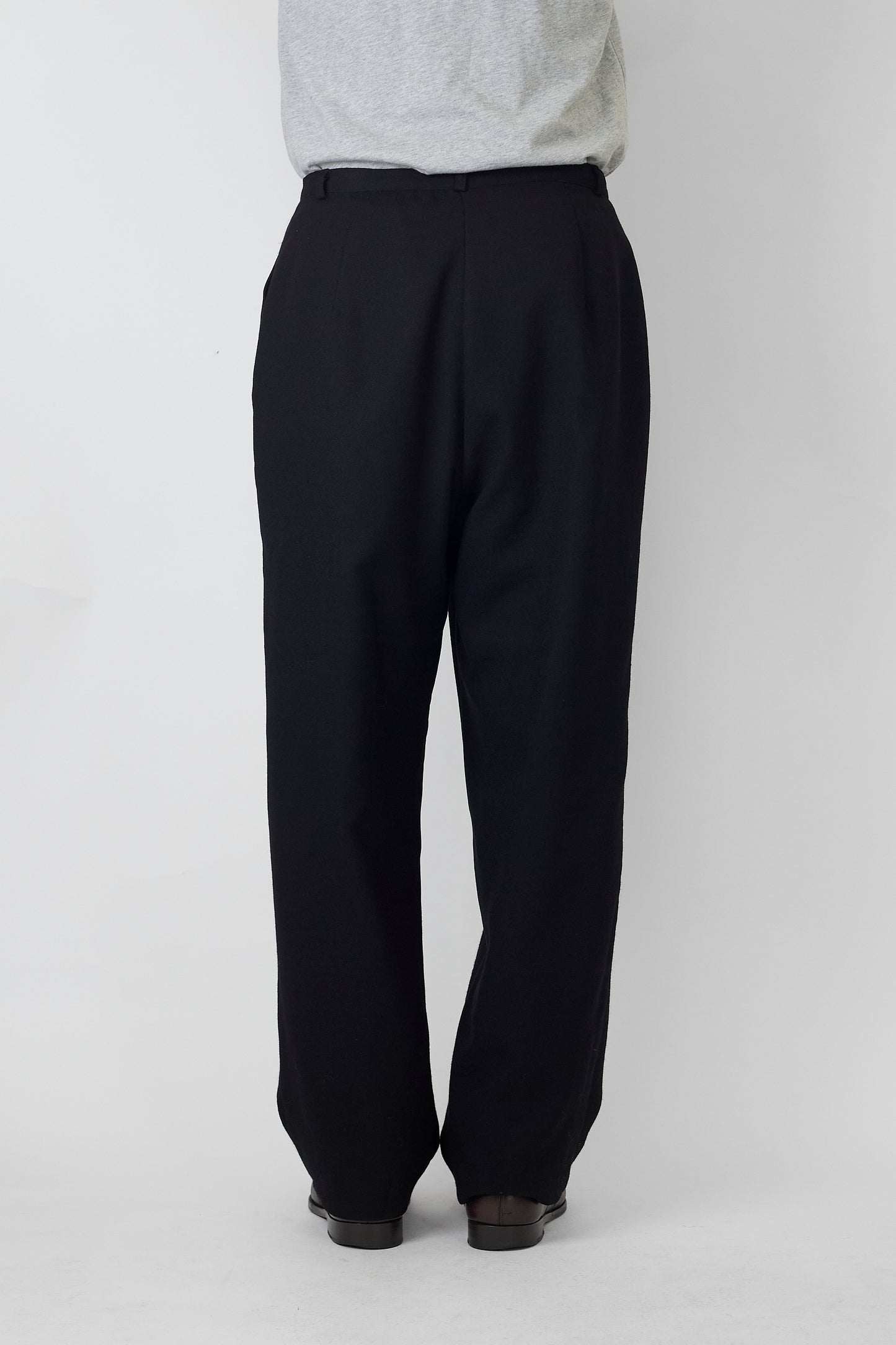 VINTAGE BLACK WOOL WIDE PANTS