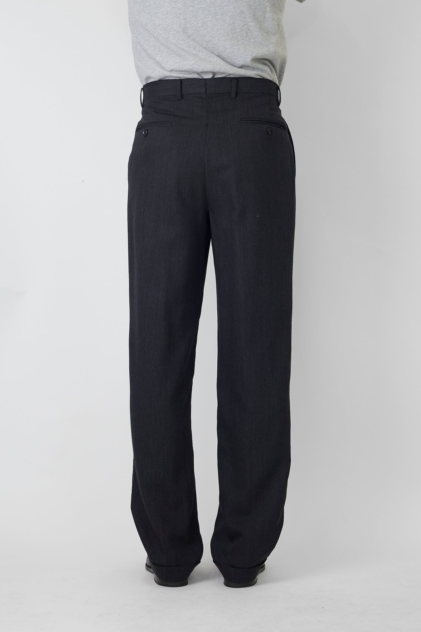 JUN MEN GRAY WOOL WIDE PANTS