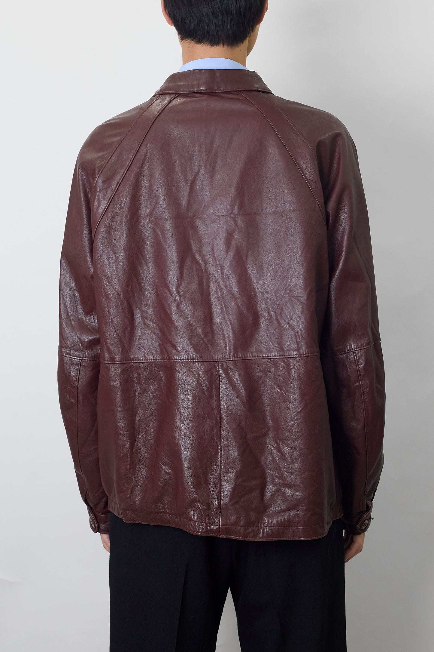 VINTAGE BURGUNDY LEATHER JACKET MADE IN GERMANY