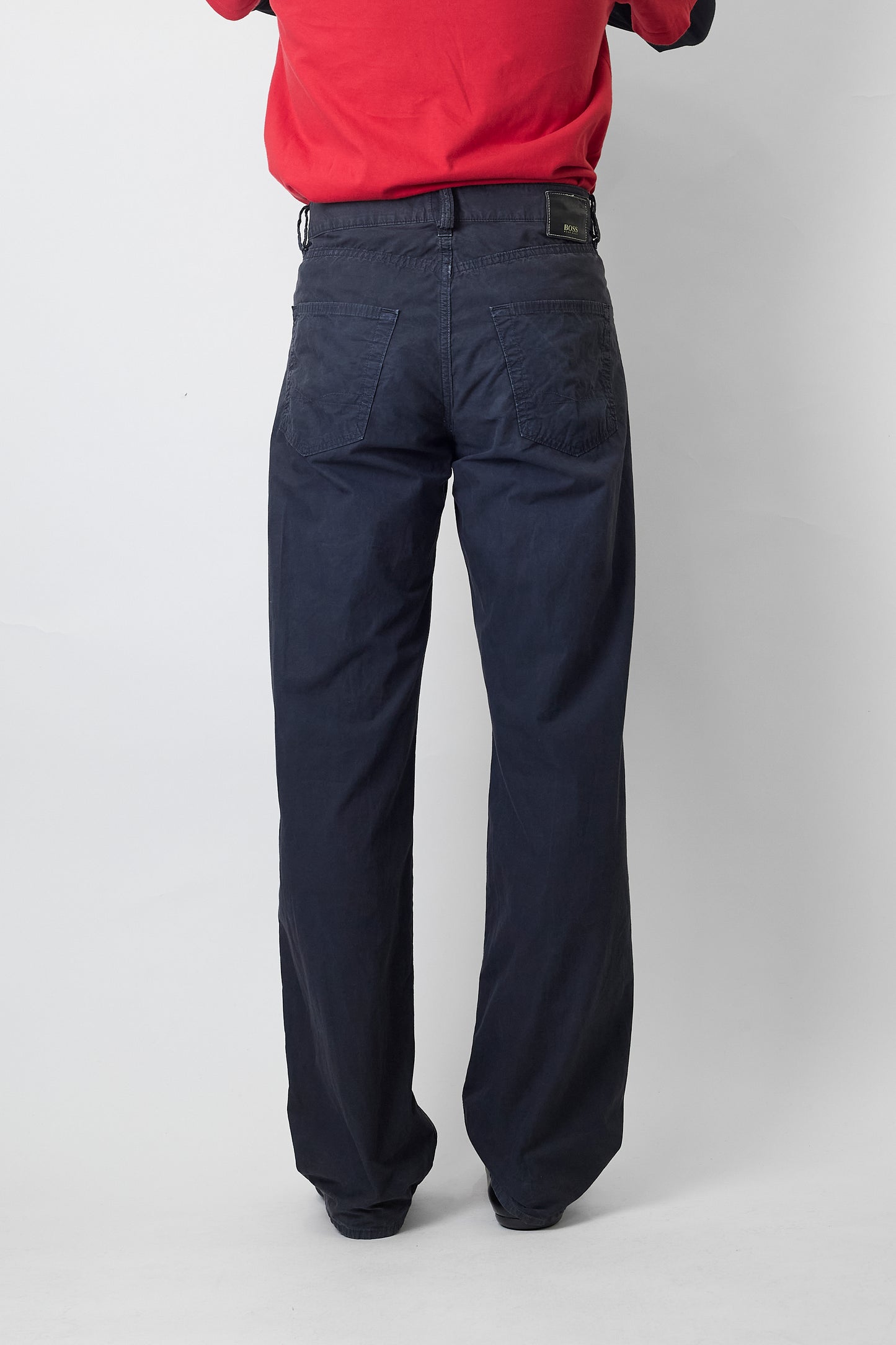 HUGO BOSS FADED NAVY COTTON PANTS MADE IN RUMANIA