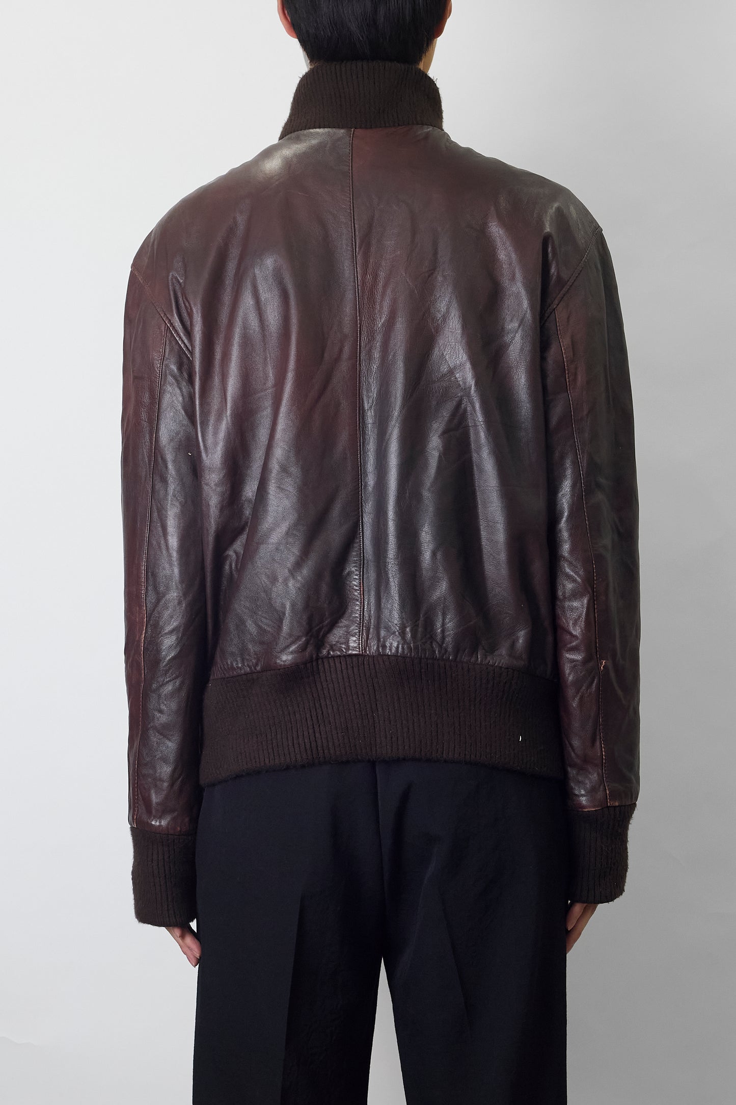 VINTAGE BURGUNDY LEATHER JACKET MADE IN ITALY