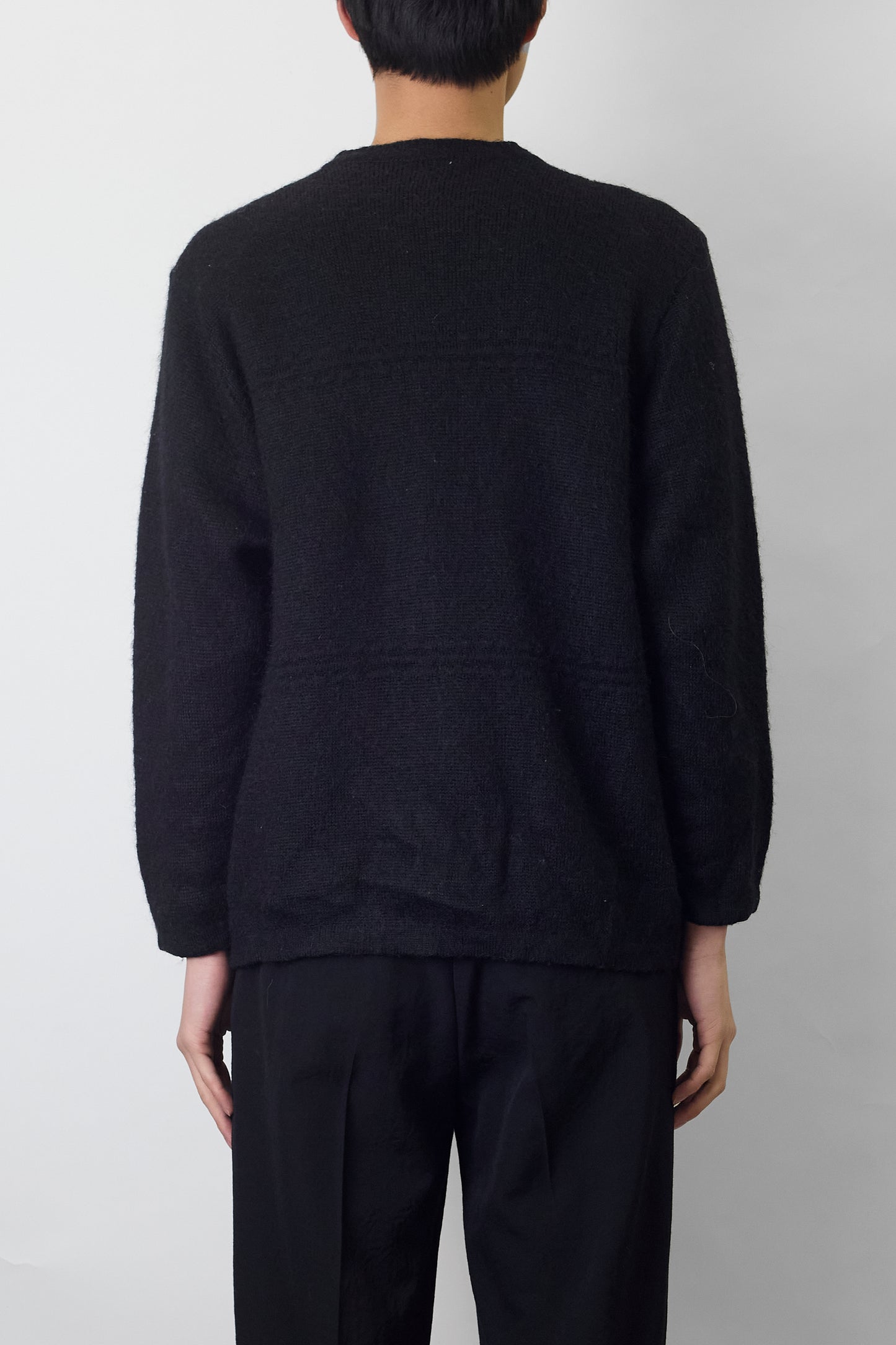 VINTAGE DESIGNED BLACK MOHAIR KNIT JACKET MADE IN SPAIN