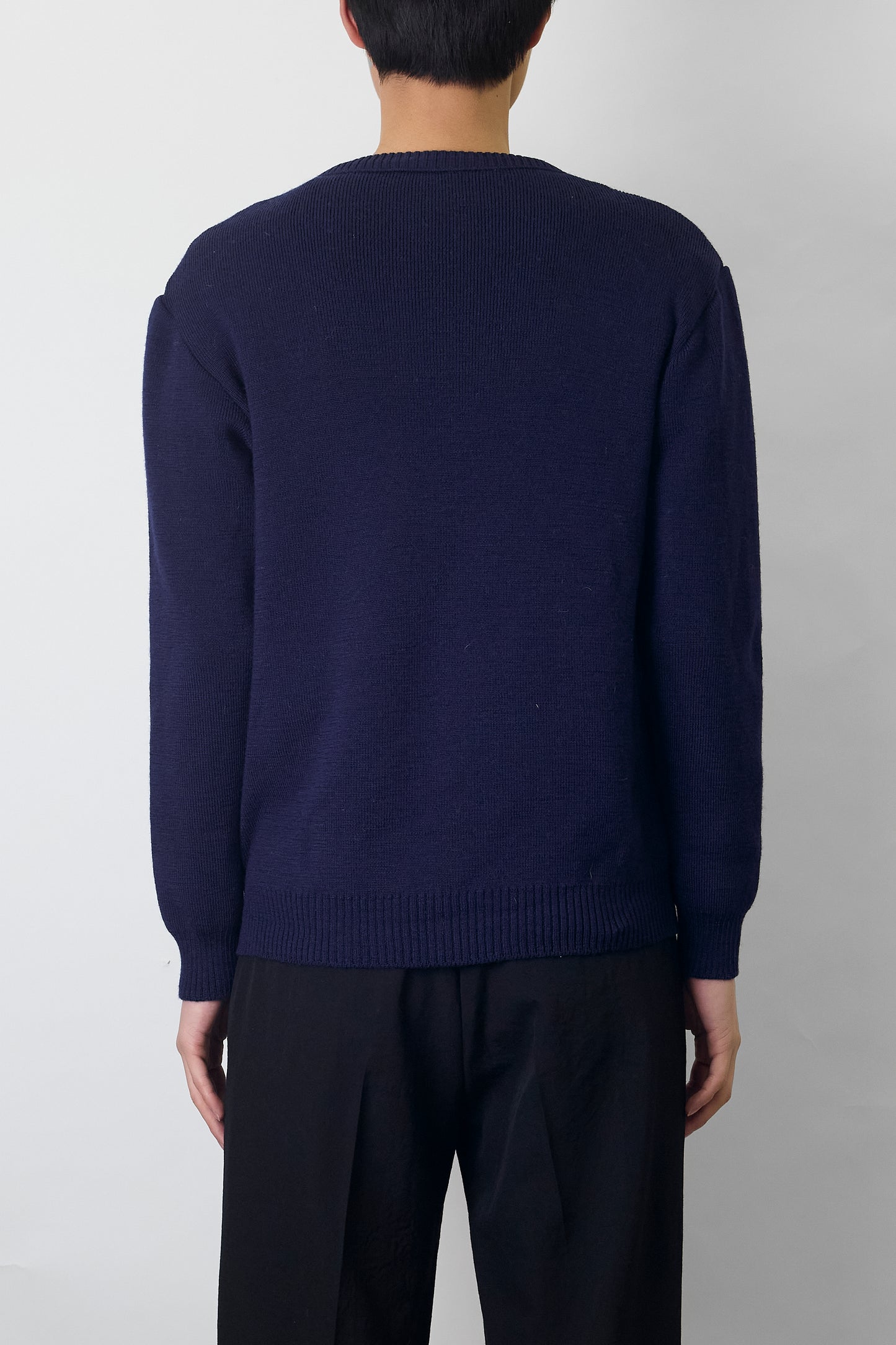 VINTAGE NAVY WOOL V NECK KNIT MADE IN FRANCE