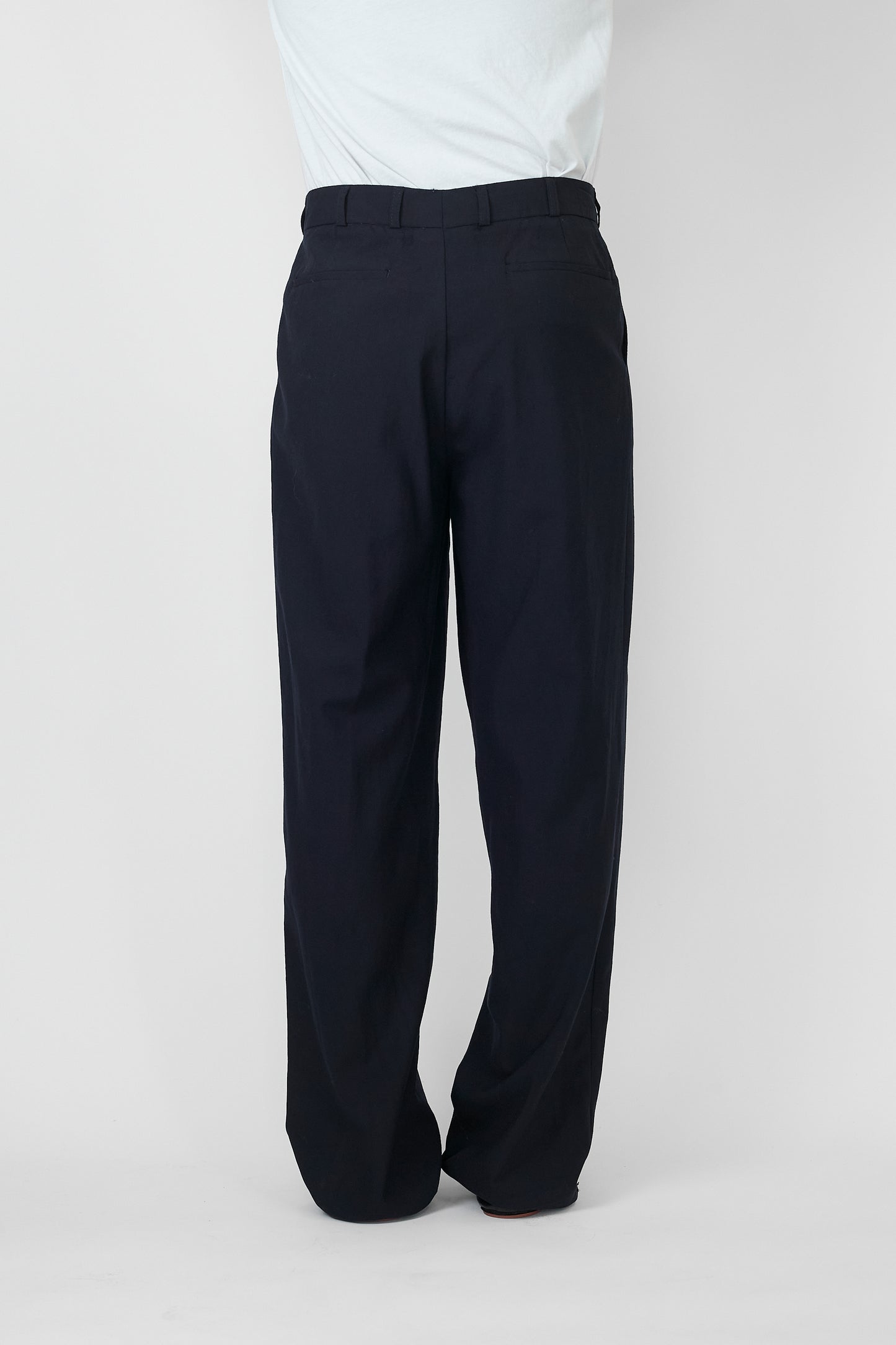 WESTBURY NAVY WOOL WIDE PANTS