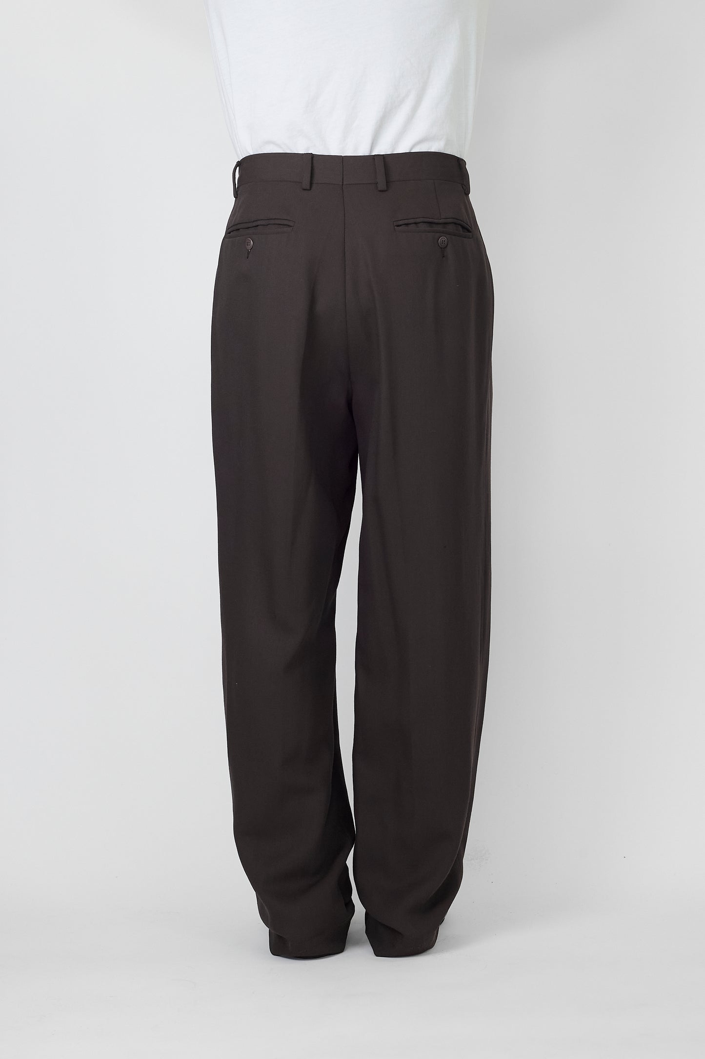 VINTAGE BROWN WOOL WIDE PANTS MADE IN ITALY