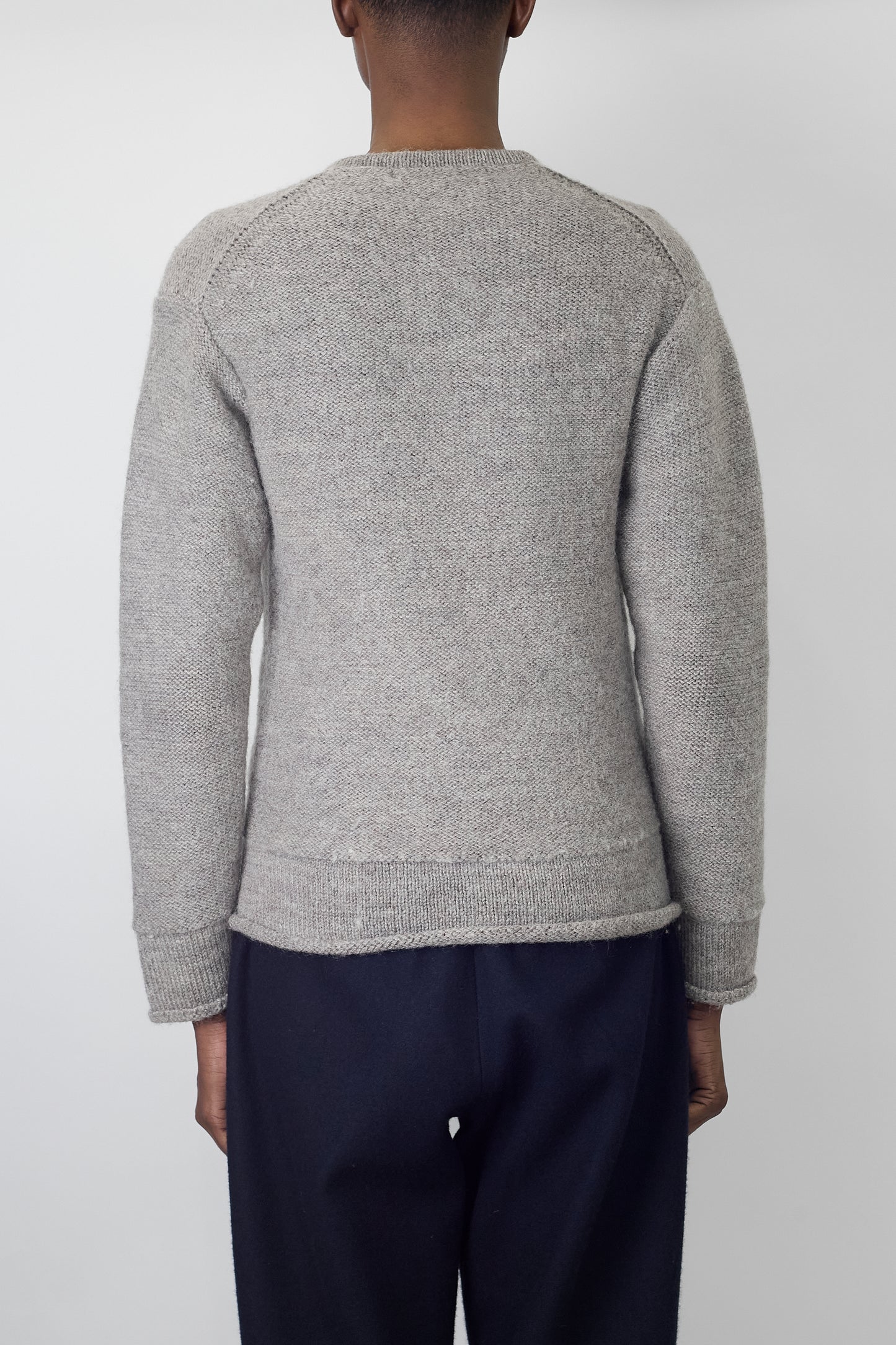 COMME DES GARCONS HOMME DESIGNED GRAY WOOL V NECK KNIT
