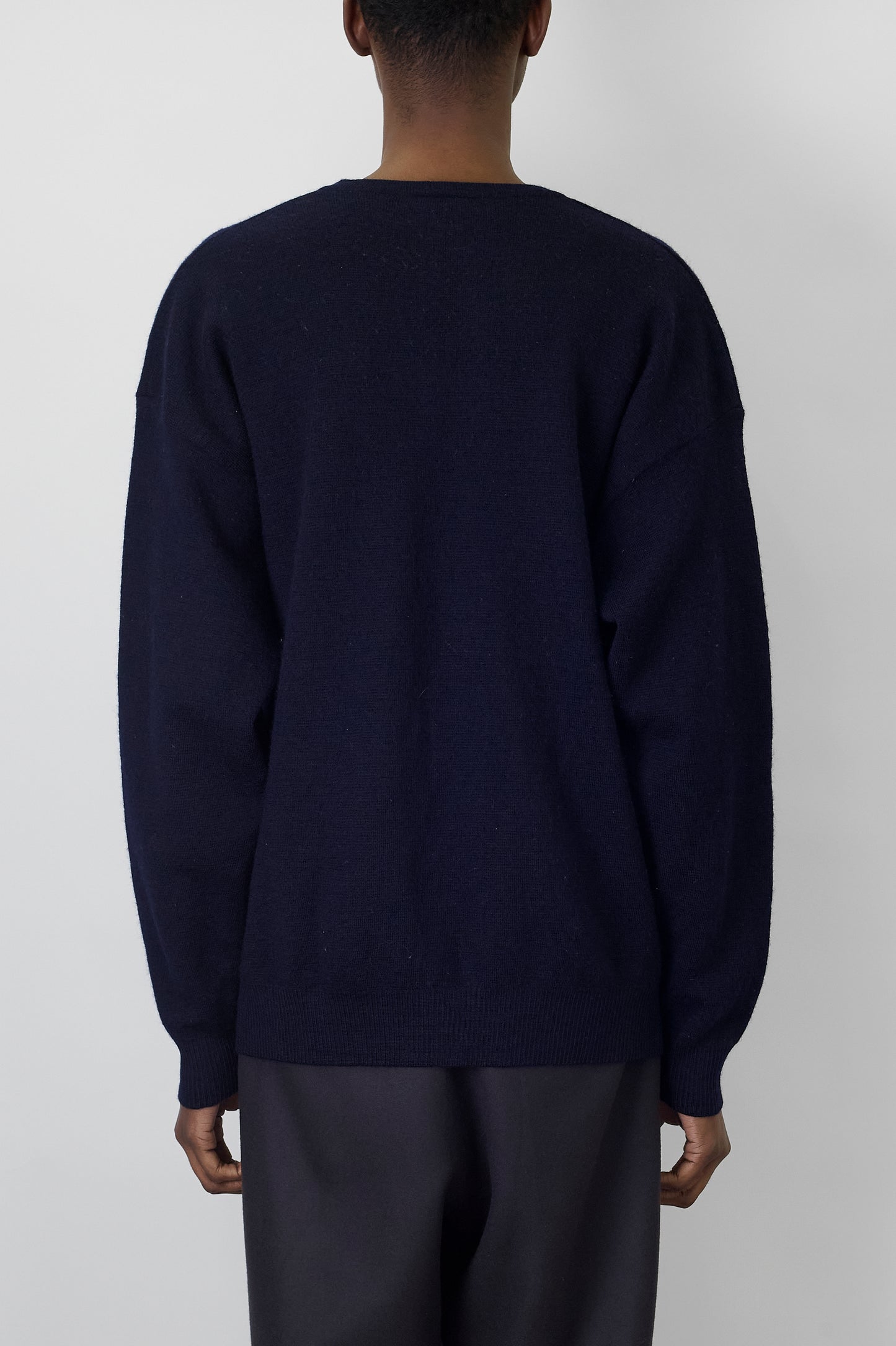 VINTAGE NAVY WOOL V NECK KNIT MADE IN FRANCE