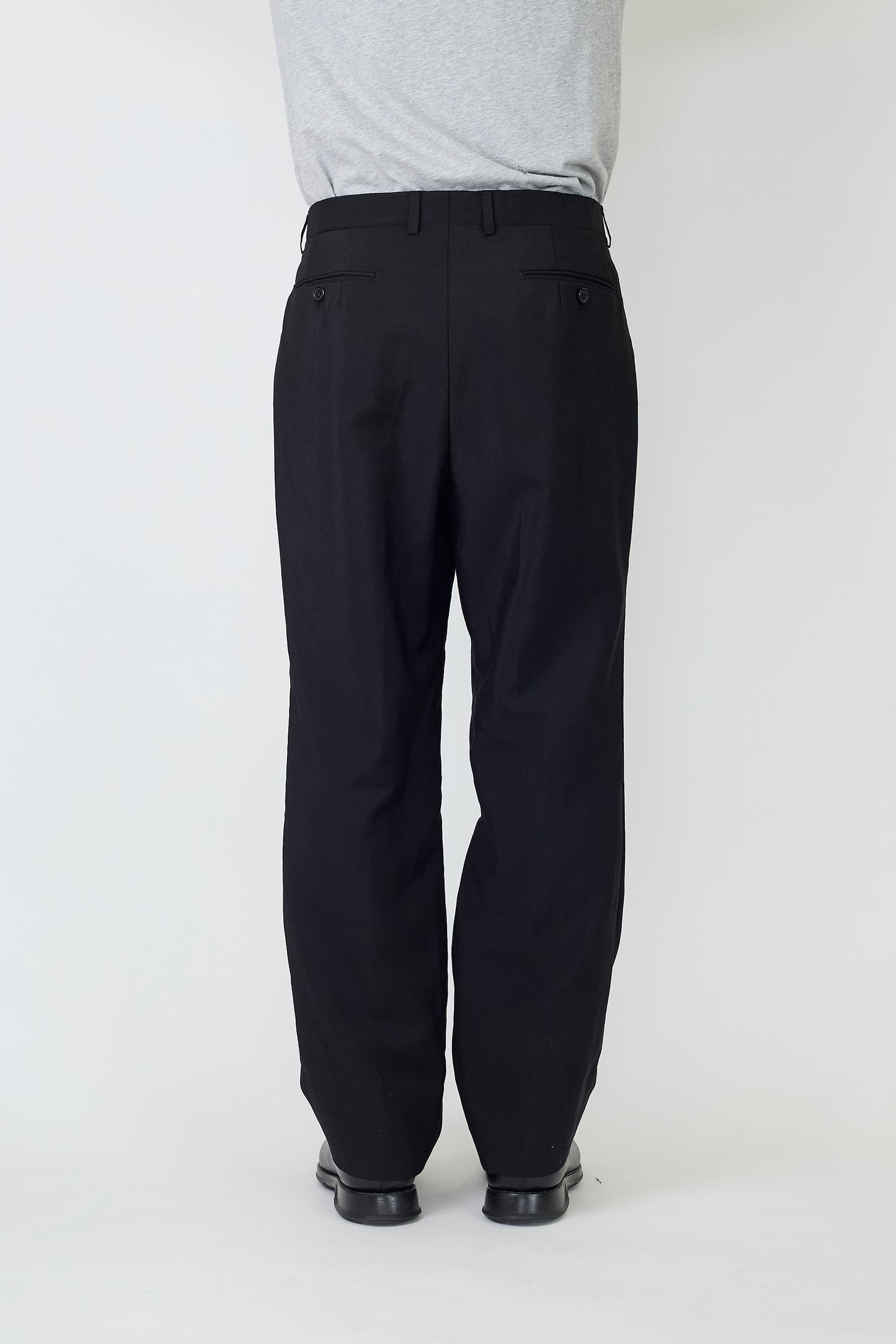 LANVIN BLACK WOOL MOHAIR WIDE PANTS
