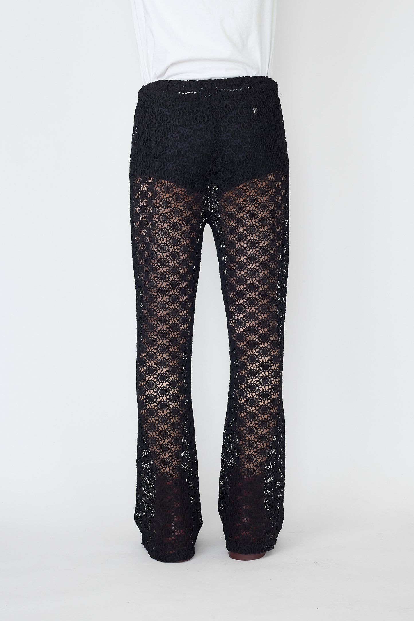 VINTAGE CROCHED BLACK WIDE PANTS
