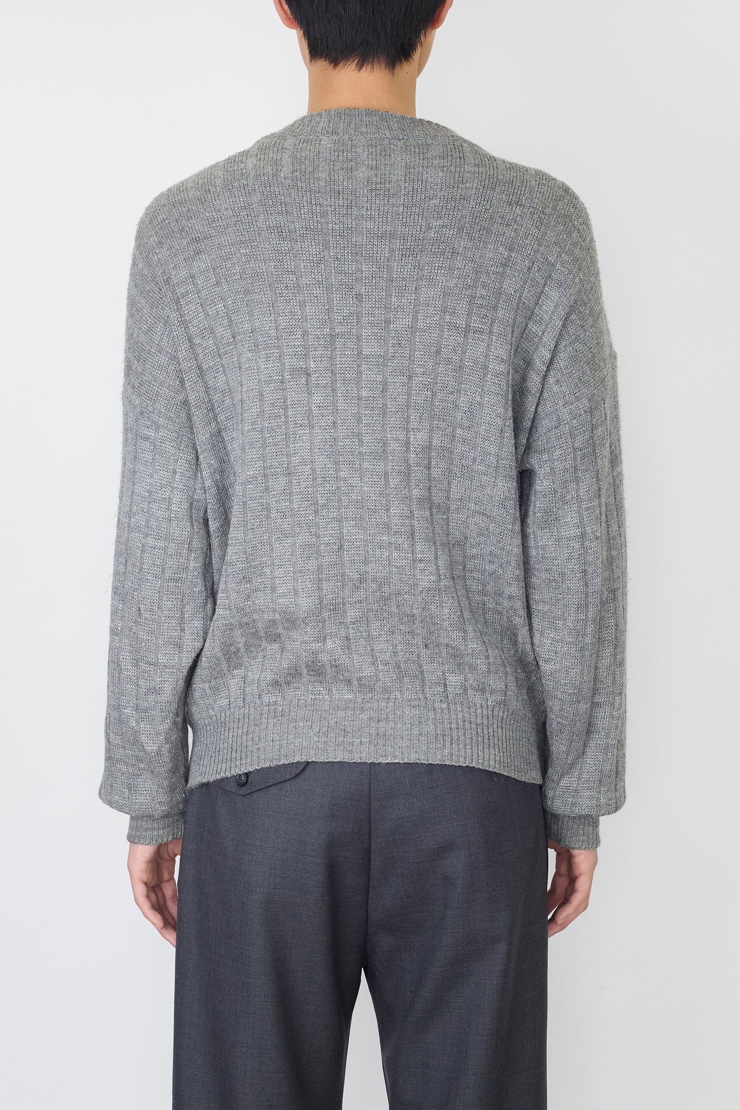 VINTAGE DESIGNED GRAY WOOL ZIP UP KNIT