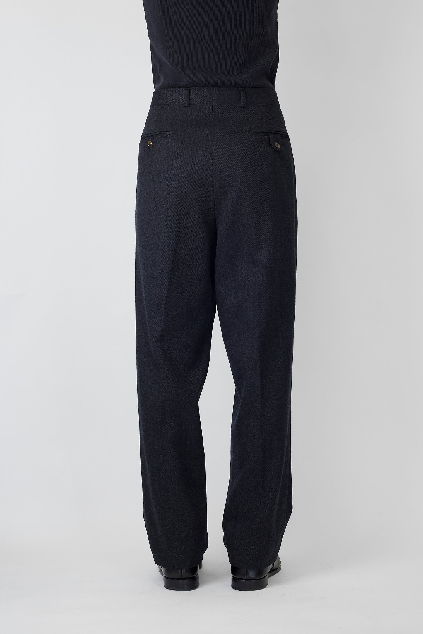 TOMMY HILFIGER GRAY WOOL GABARDINE WIDE PANTS