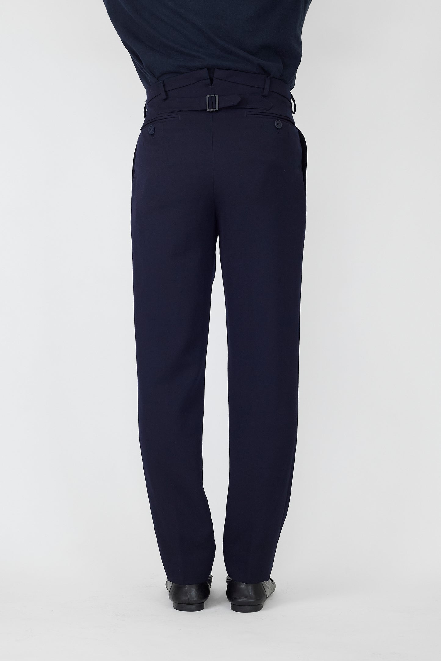 BOTTEGA VENETA NAVY WOOL STRAIGHT PANTS MADE IN ITALY