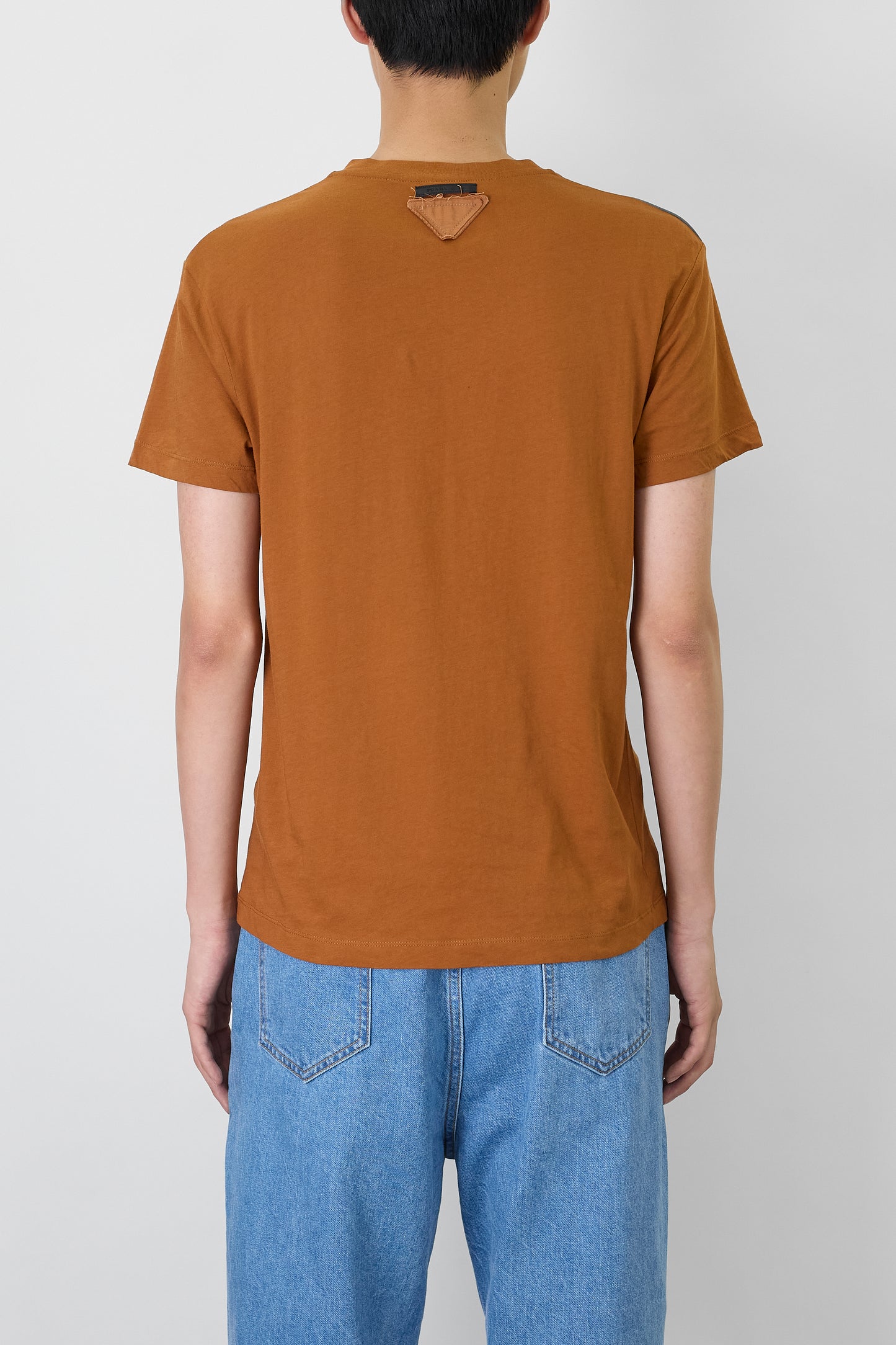 PRADA DESIGNED BROWN HALF SLEEVE TEE SHIRT MADE IN TURKEY