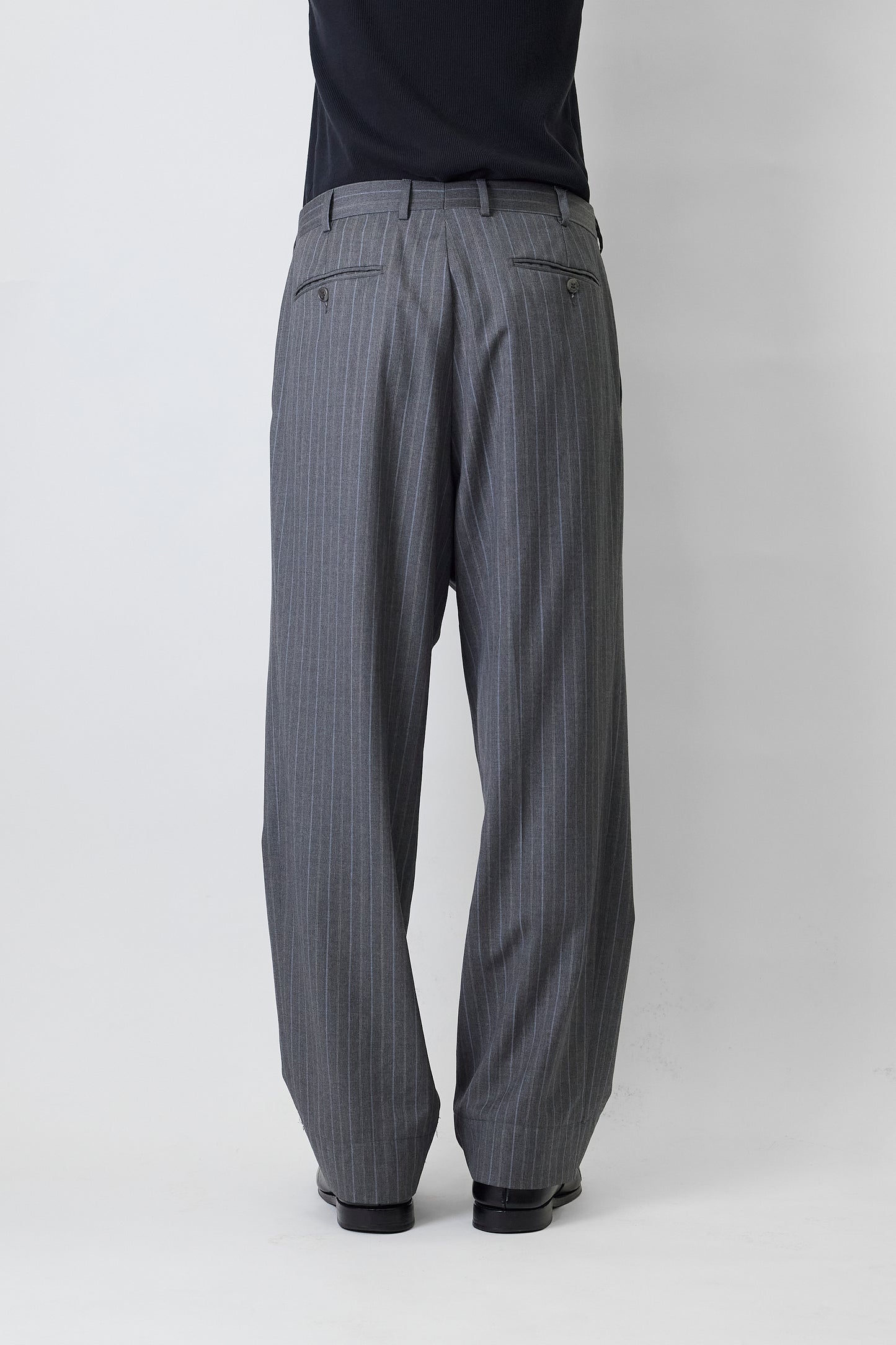 GIANNI VERSACE GRAY WOOL WIDE PANTS MADE IN ITALY