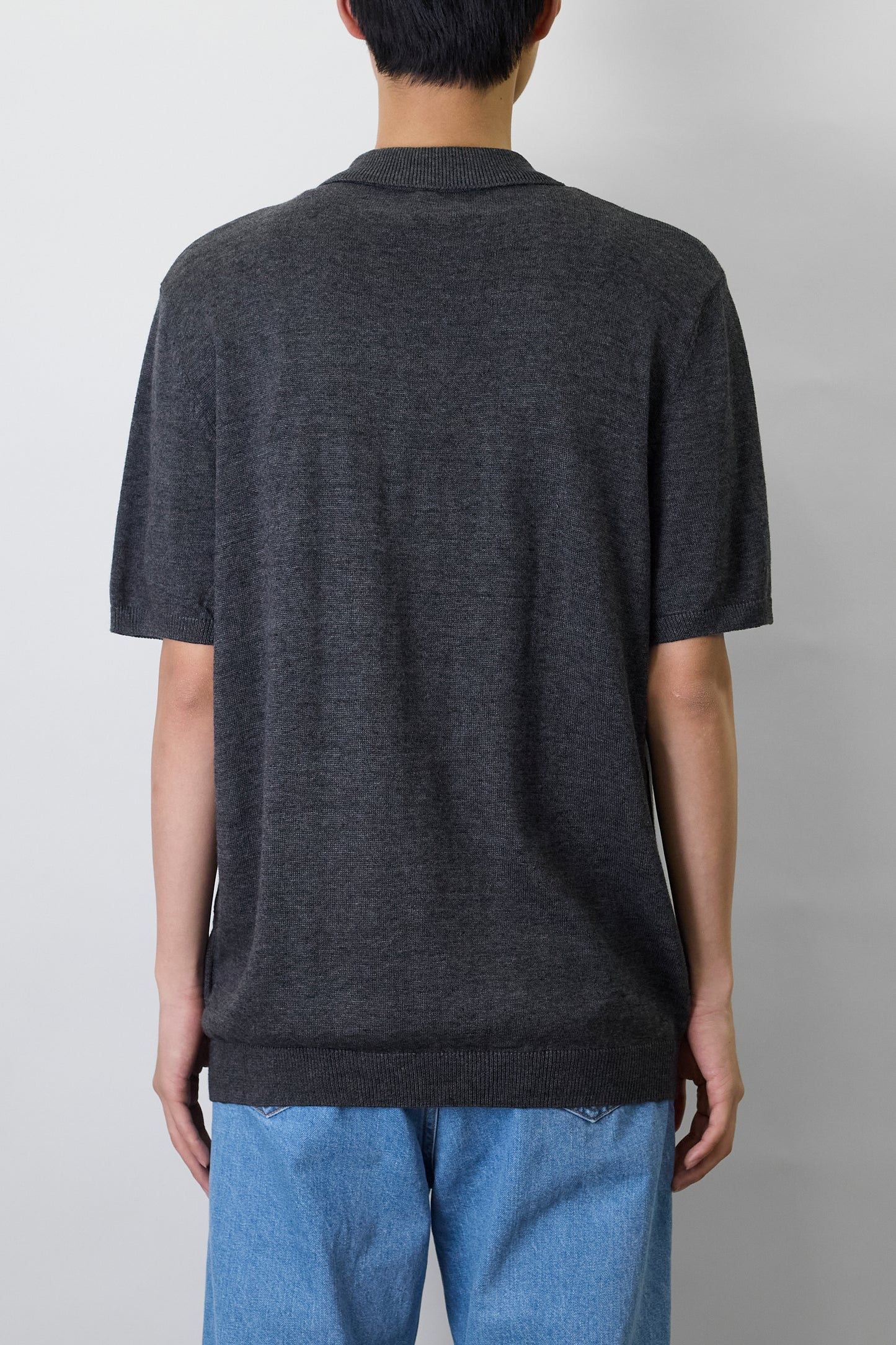 VINTAGE GRAY HALF SLEEVE KNIT POLO SHIRT