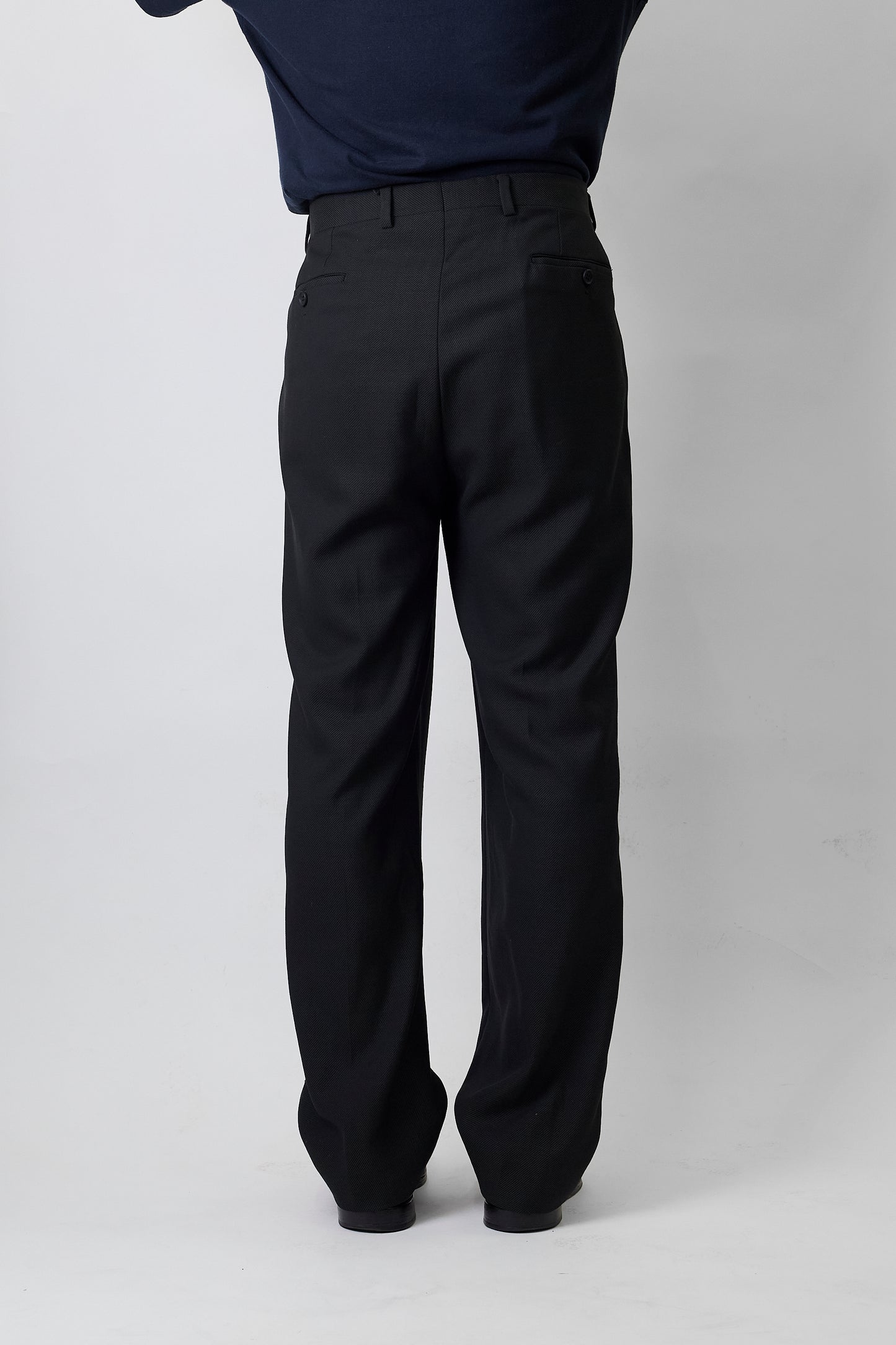 GIORGIO ARMANI BLACK WOOL WIDE PANTS MADE IN ITALY