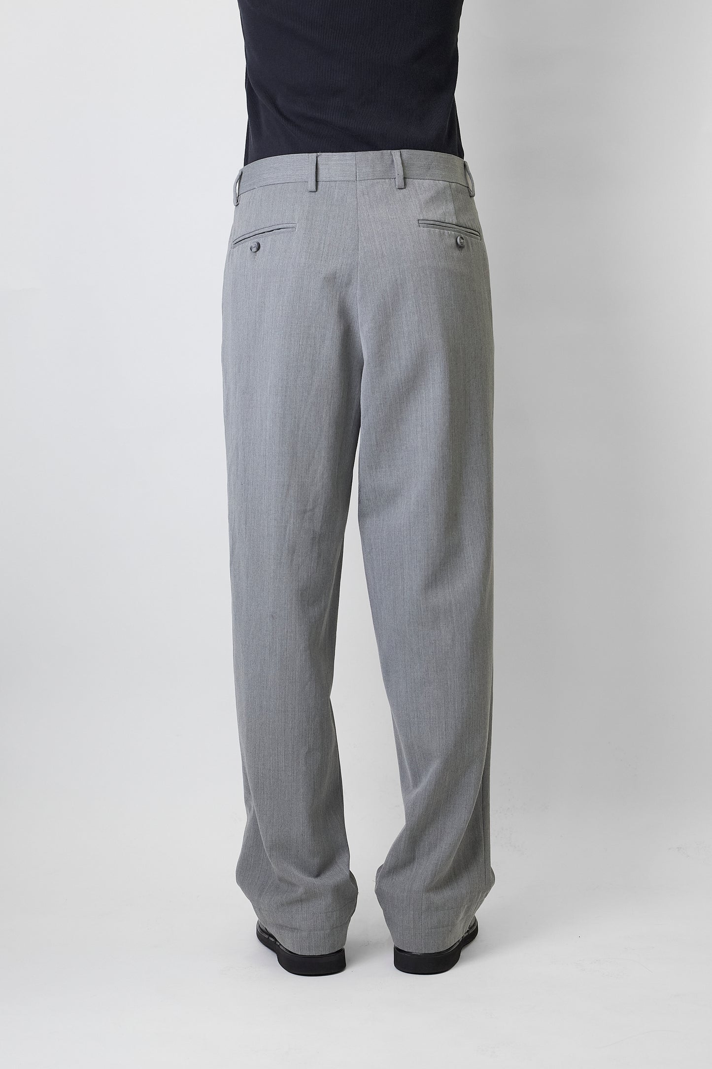 VINTAGE LIGHT GRAY WOOL WIDE PANTS