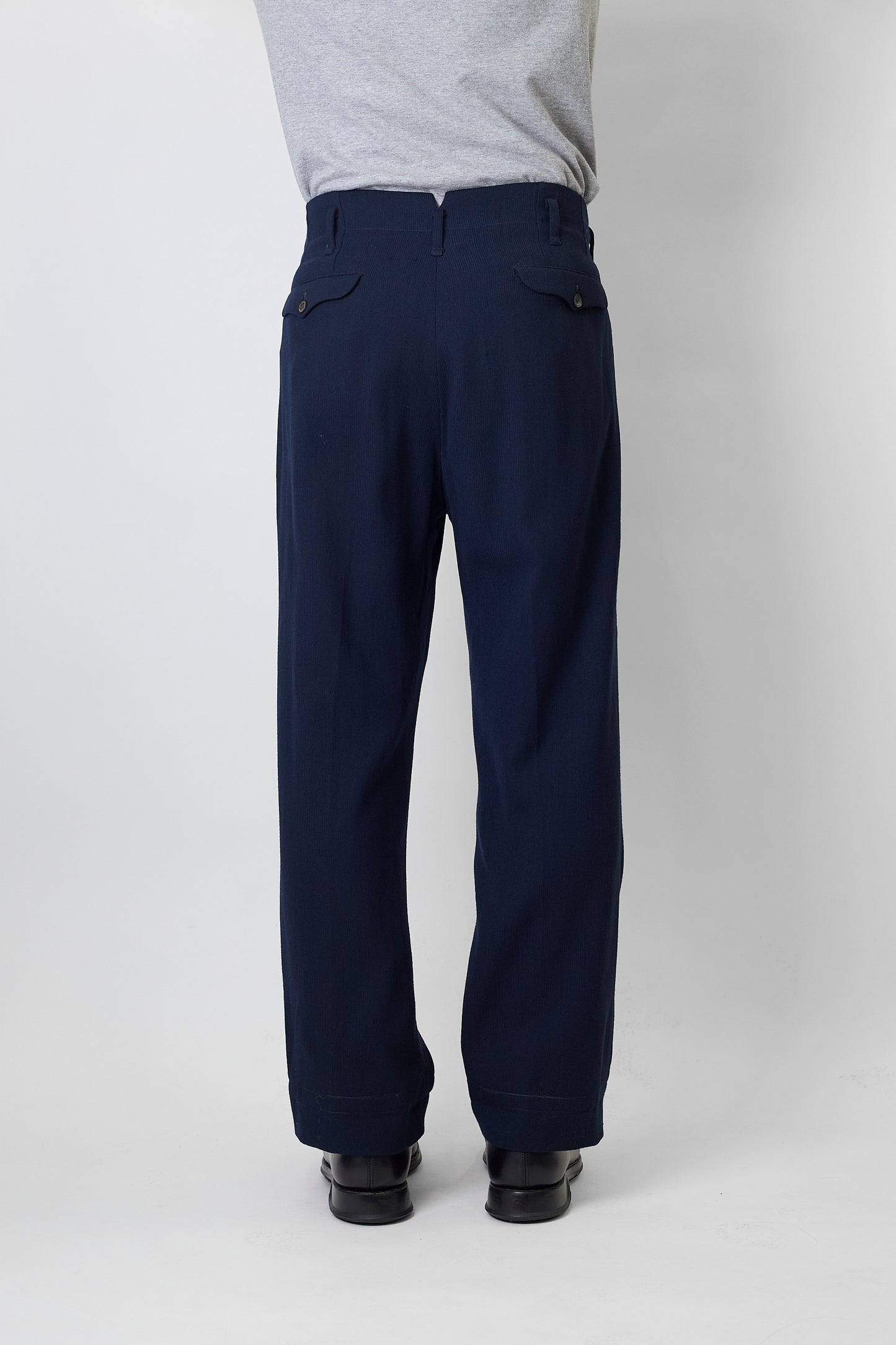 VINTAGE NAVY WOOL WIDE PANTS