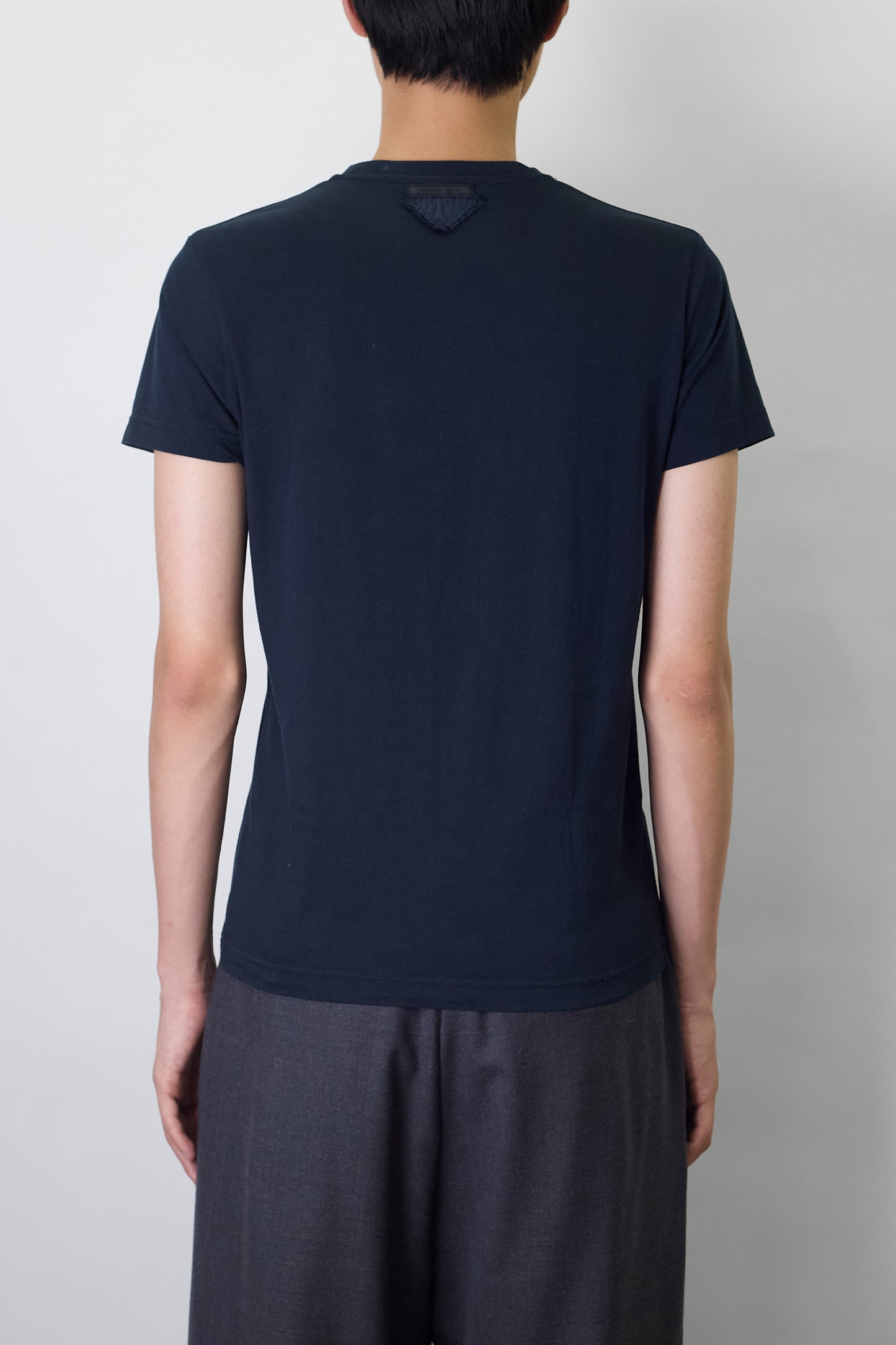 PRADA NAVY V NECK HALF SLEEVE TEE SHIRT