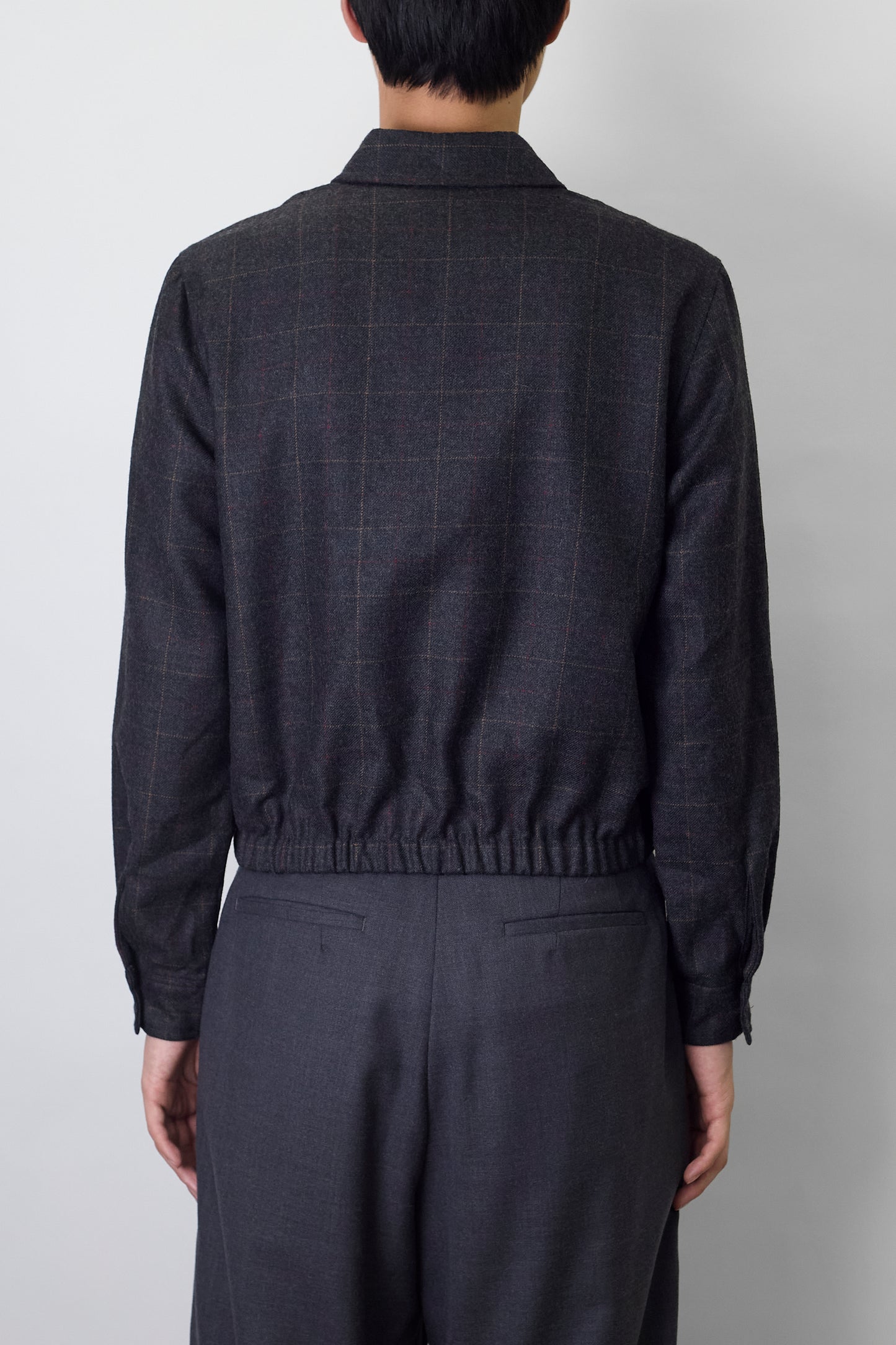VINTAGE GRAY WOOL SHORT SHIRT JACKET MADE IN USA