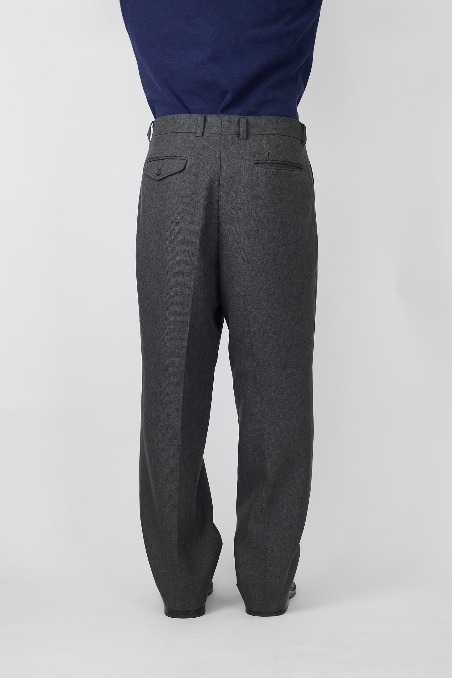 BURBERRYS GRAY KHAKI WOOL WIDE PANTS