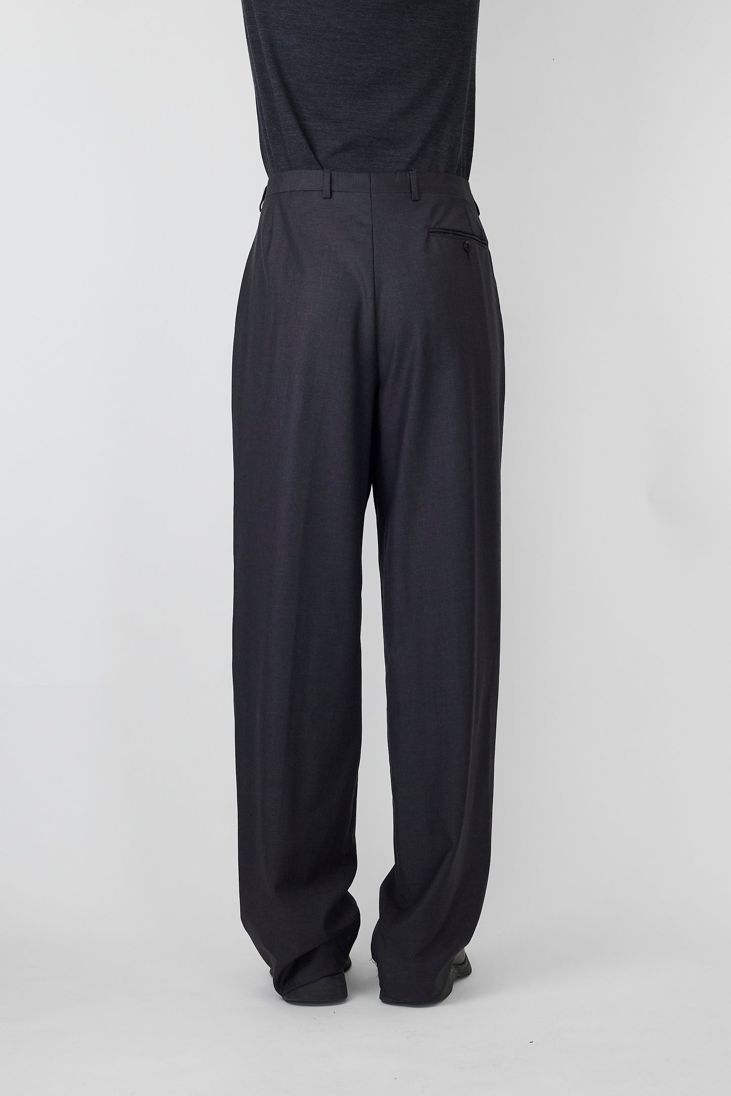 VINTAGE GRAY WOOL WIDE PANTS MADE IN ITALY