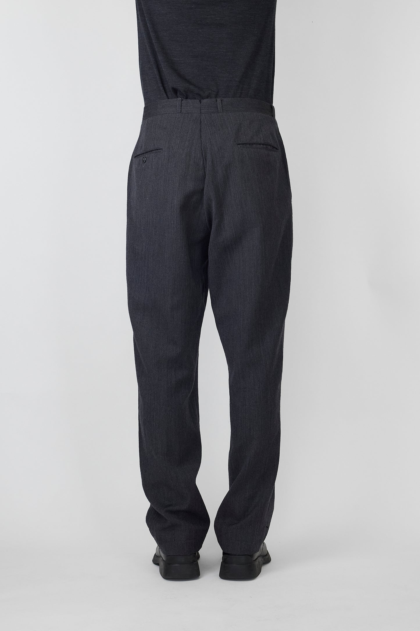 VINTAGE GRAY WOOL WIDE PANTS