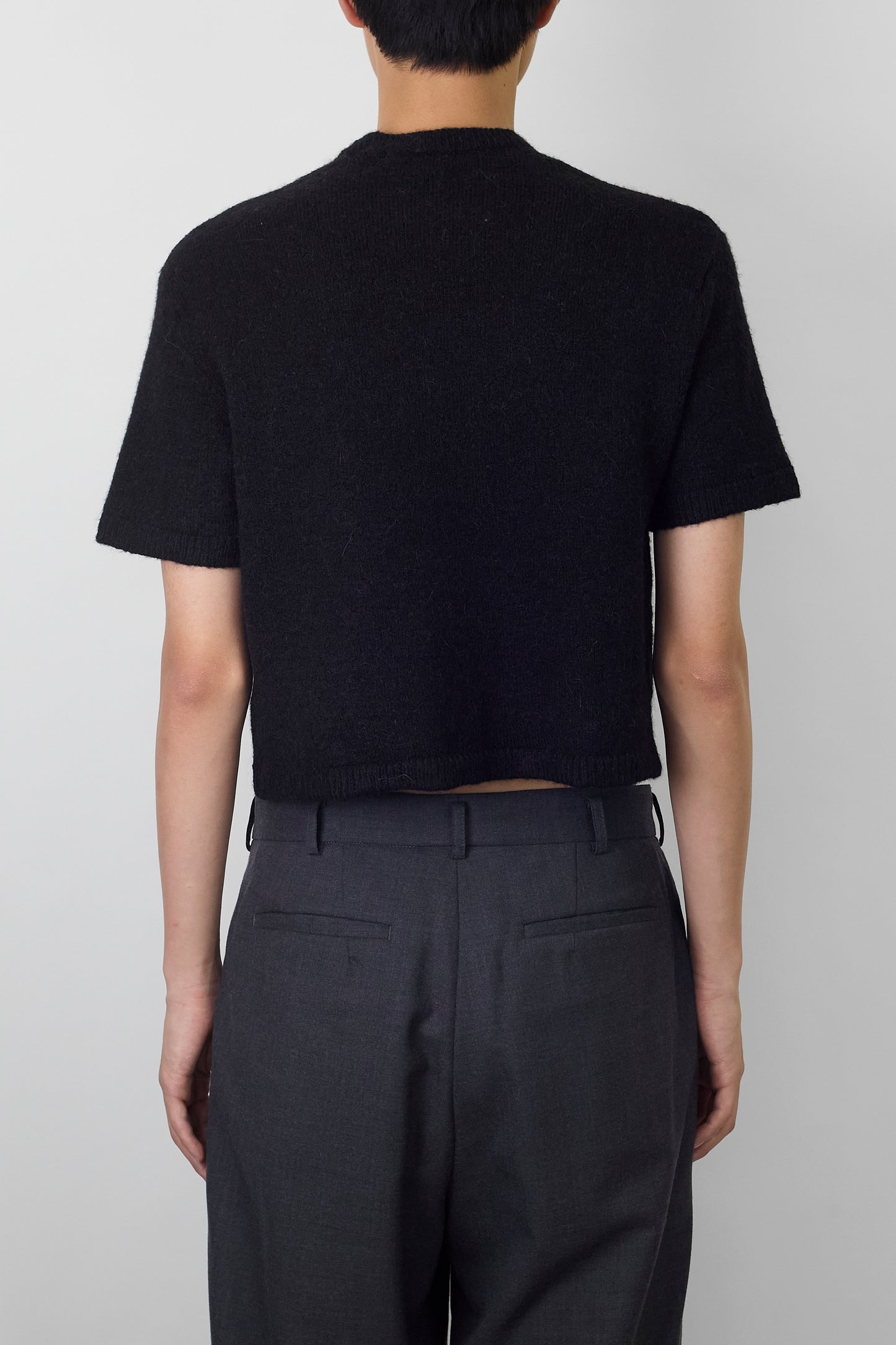 VINTAGE BLACK ALPACA HALF SLEEVE KNIT