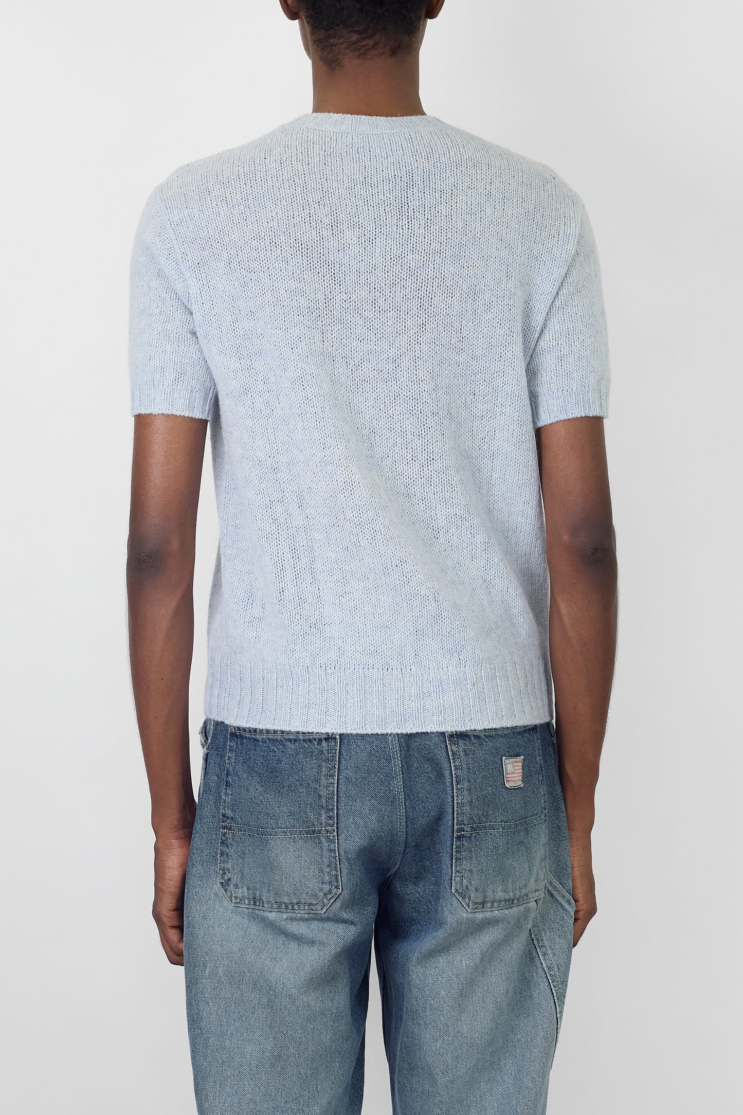 PRADA SKY BLUE WOOL HALF SLEEVE KNIT MADE IN ITALY