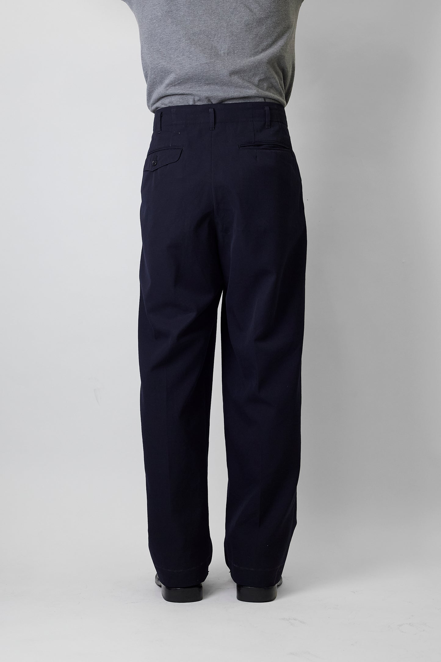 YOHJI YAMAMOTO NAVY WOOL WIDE PANTS