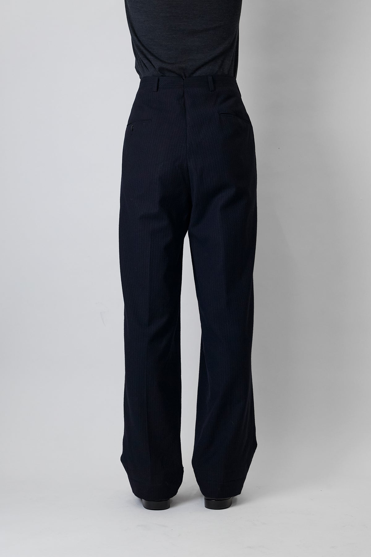 VINTAGE NAVY WOOL WIDE PANTS