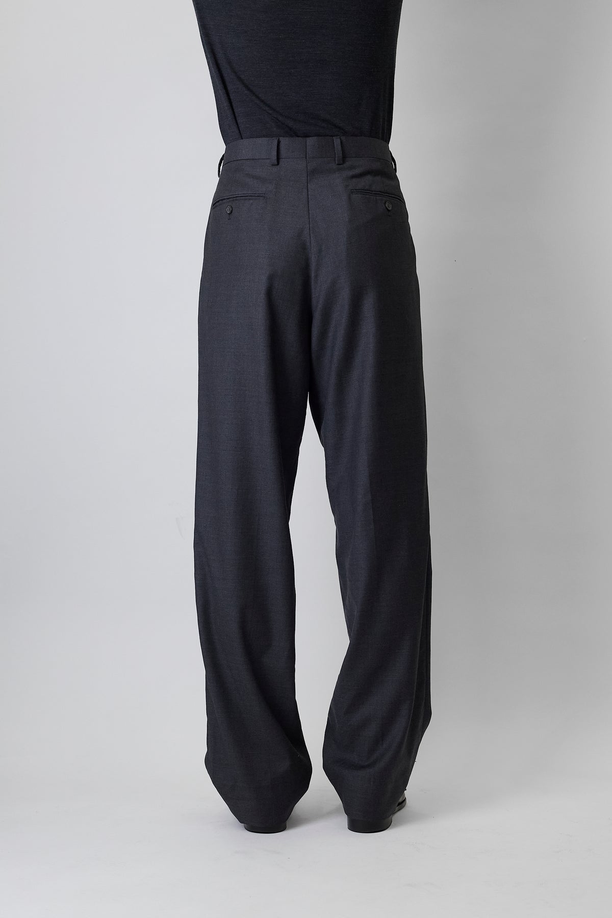 LAUREN BY RALPH LAUREN GRAY WOOL CASHMERE WIDE PANTS