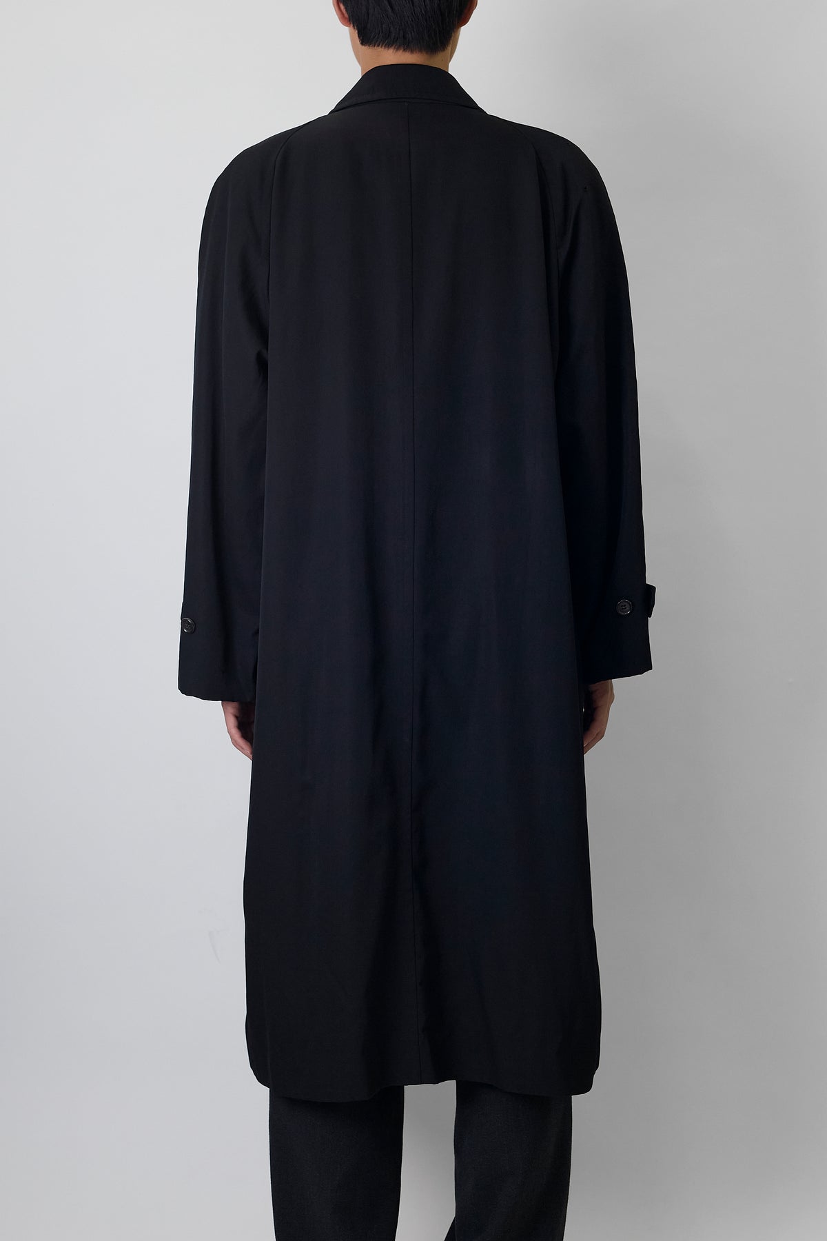 COMME DES GARCONS HOMME BLACK WOOL GABARDINE LONG COAT