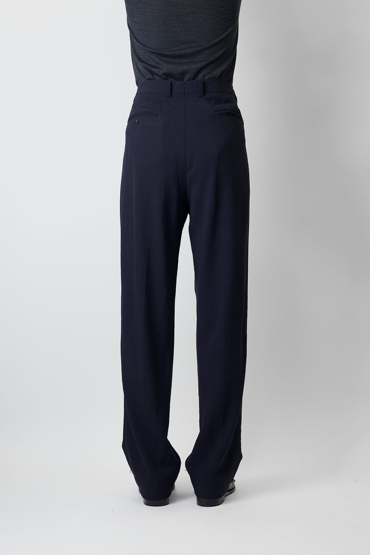 JUN MEN NAVY WOOL WIDE PANTS
