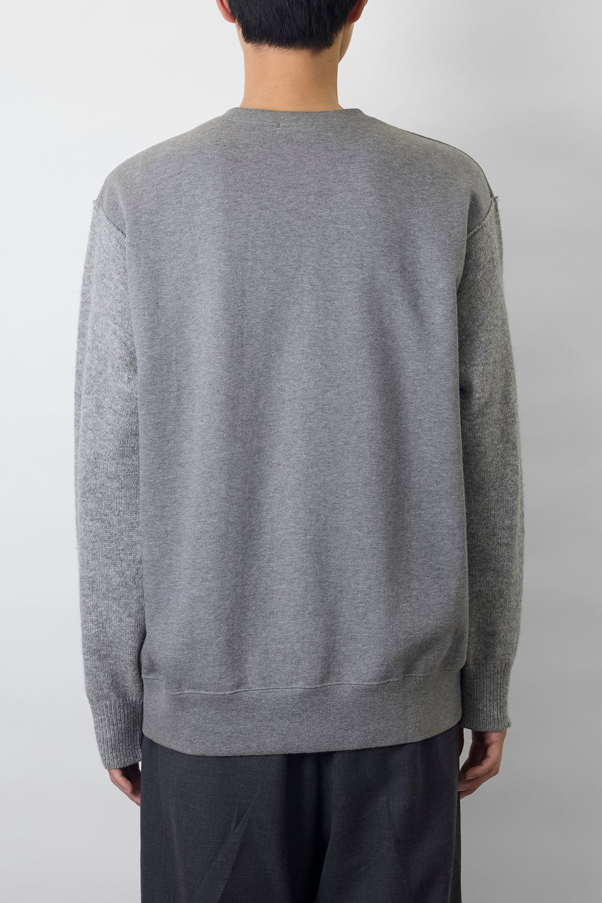 COMME DES GARCONS HOMME DESIGNED GRAY WOOL V NECK KNIT