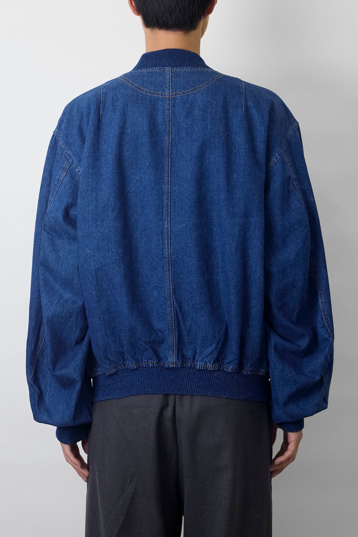 EMPORIO ARMANI INDIGO DENIM SHORT BOMBER JACKET MADE IN ITALY