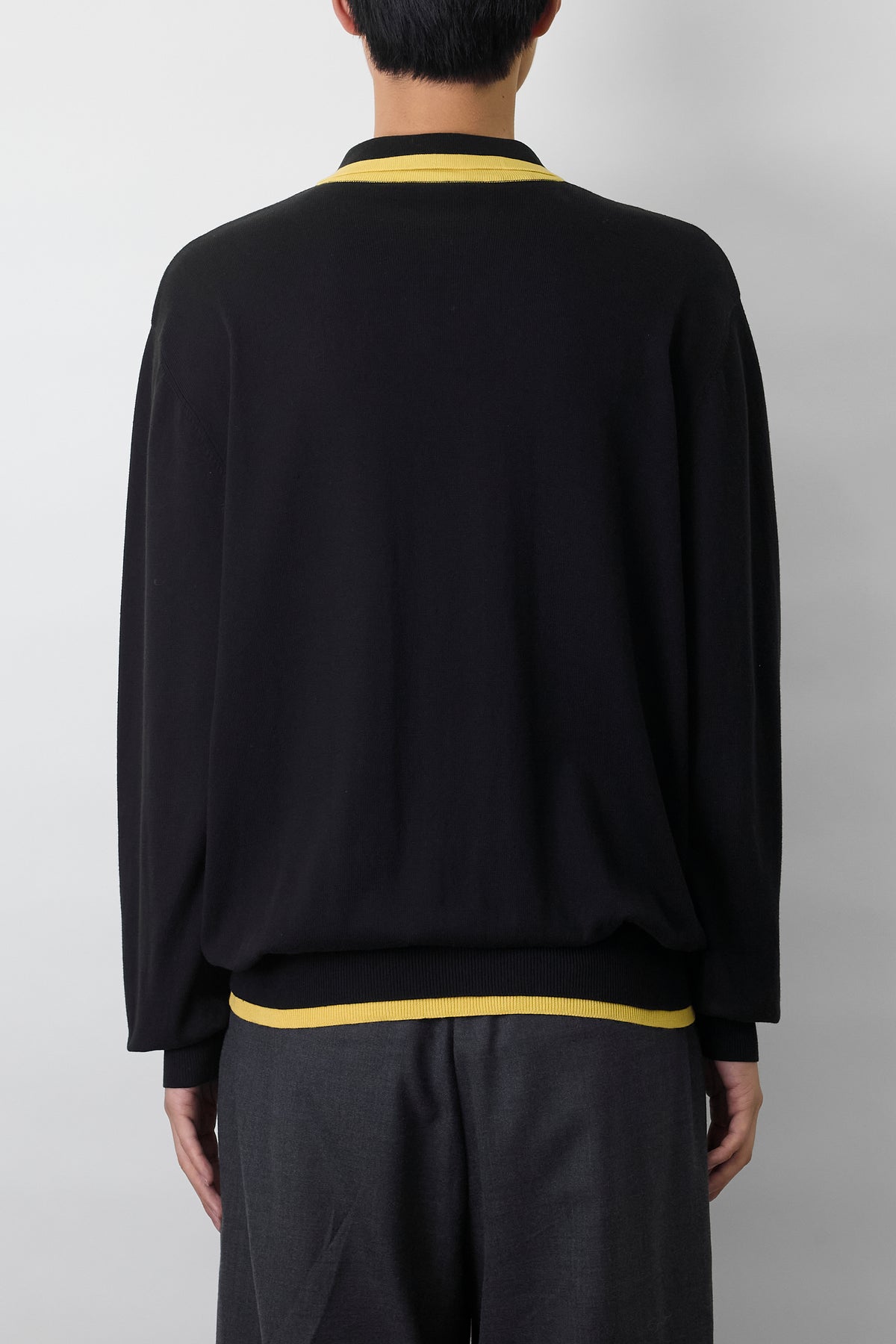 GIANNI VERSACE BLACK WOOL KNIT POLO SHIRT MADE IN ITALY
