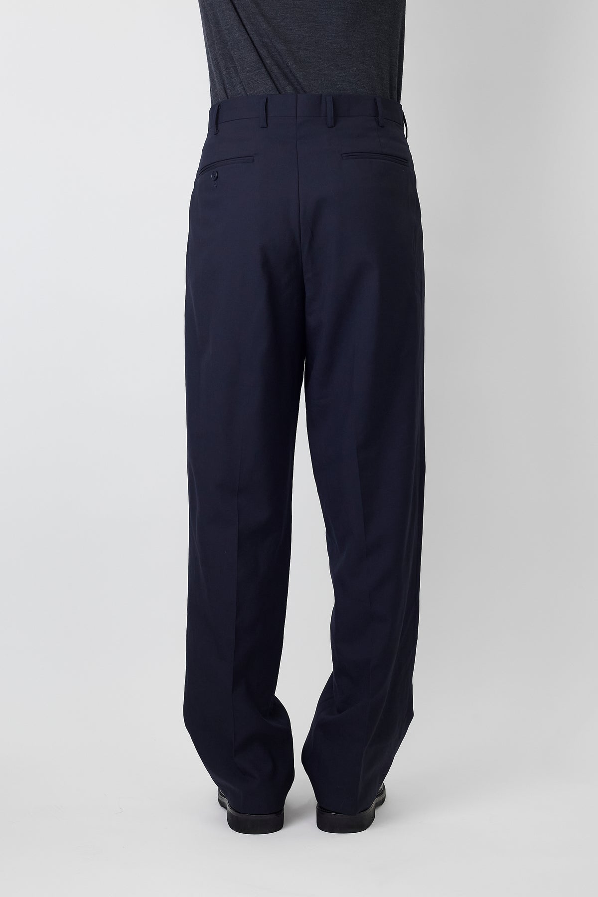 BURBERRY NAVY WOOL WIDE PANTS