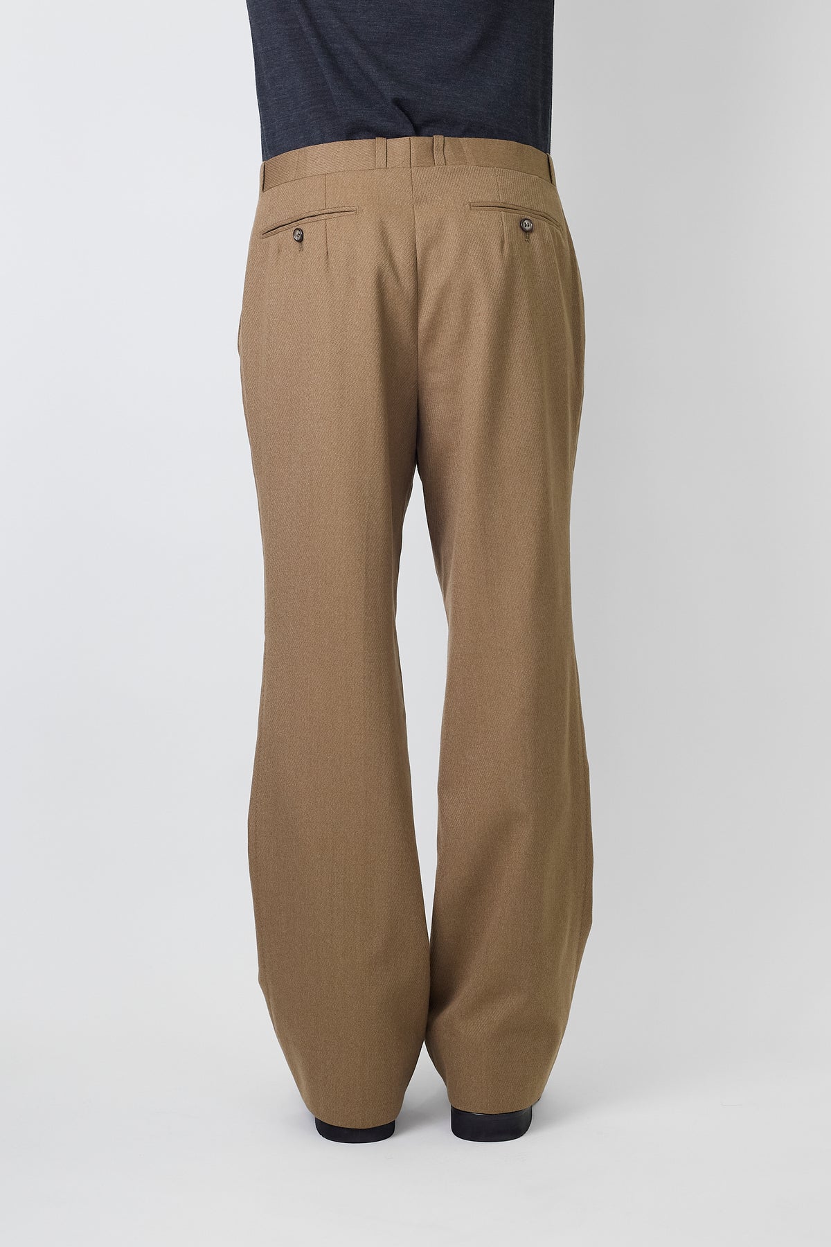 LANVIN BROWN WOOL WIDE FLARE PANTS
