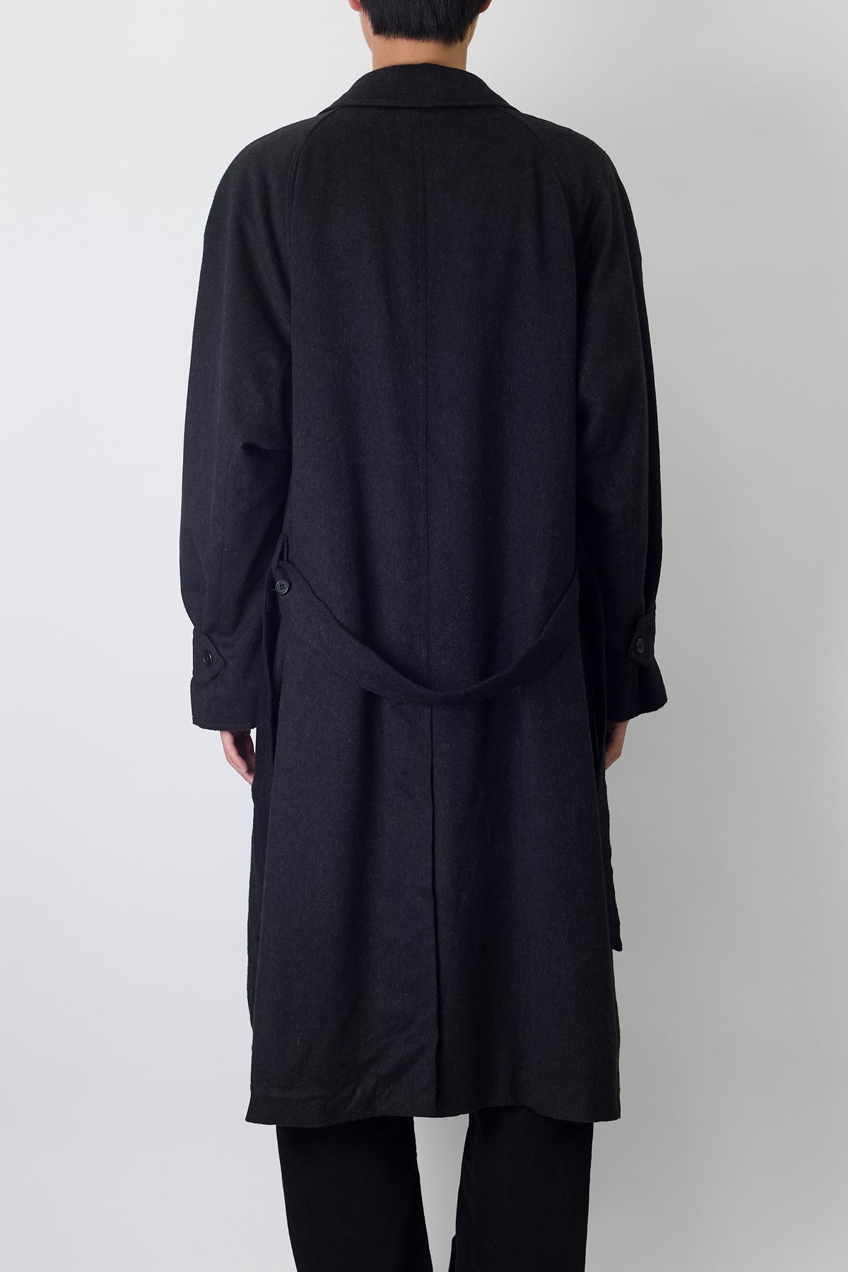 VINTAGE DESIGNED GRAY WOOL LONG COAT