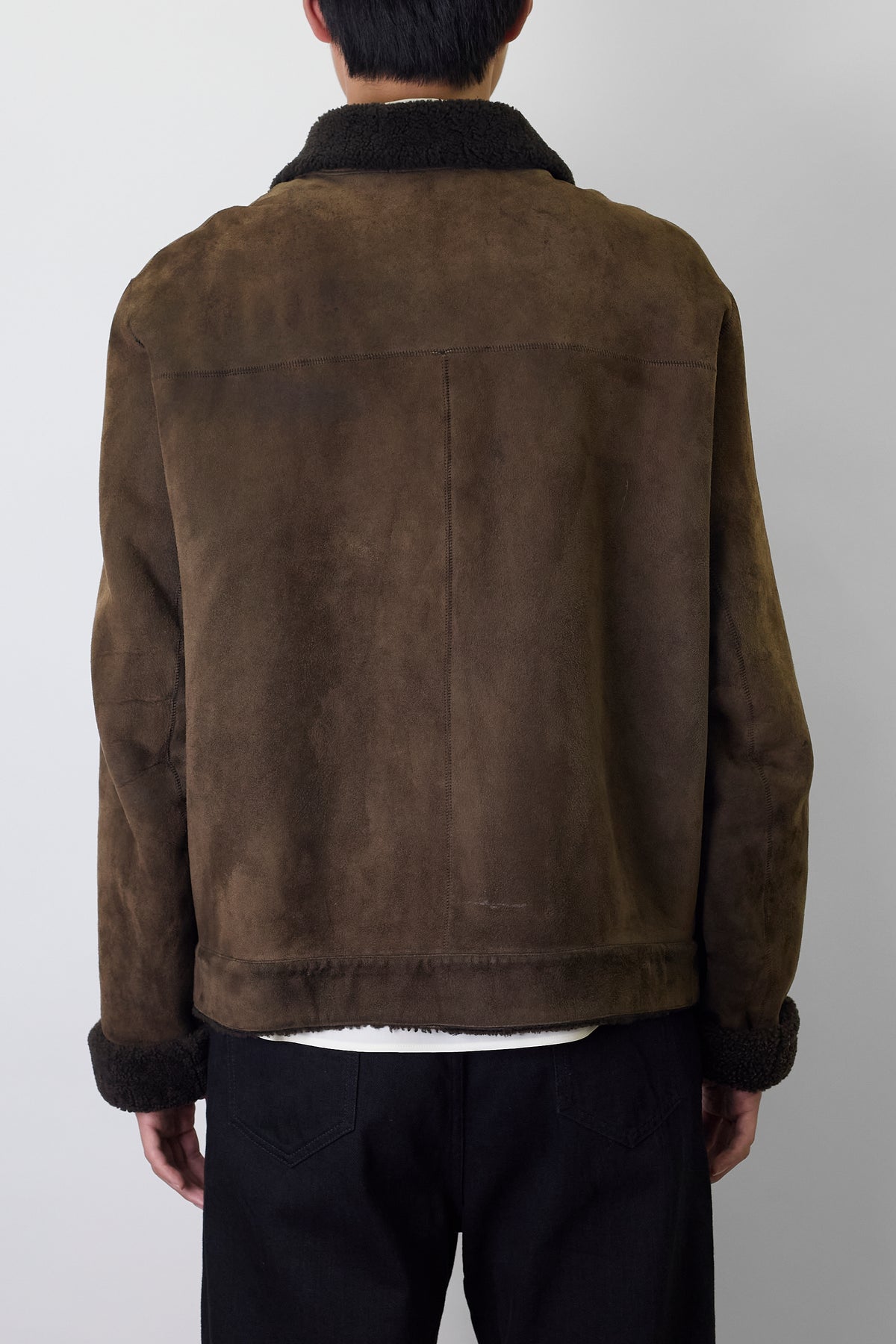 PRADA BROWN SHEEP LEATHER SHORT JACKET MADE IN ITALY